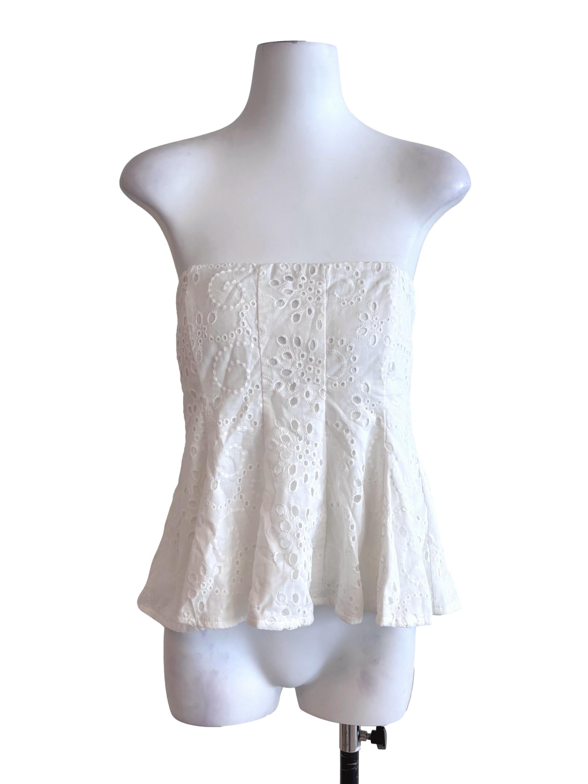 Daisy White Eyelet Peplum Top
