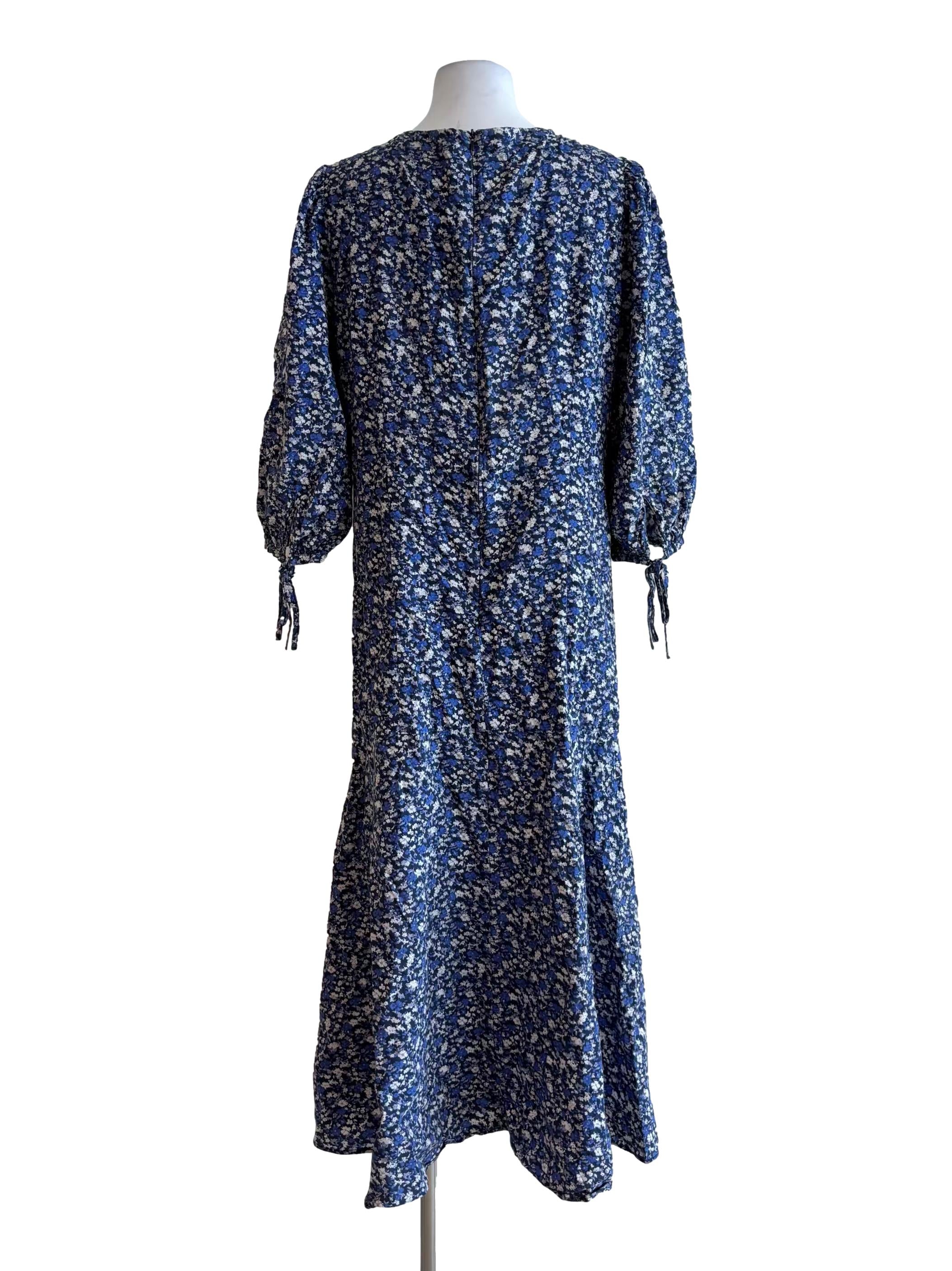Dusty Blue Floral Cotton Dress