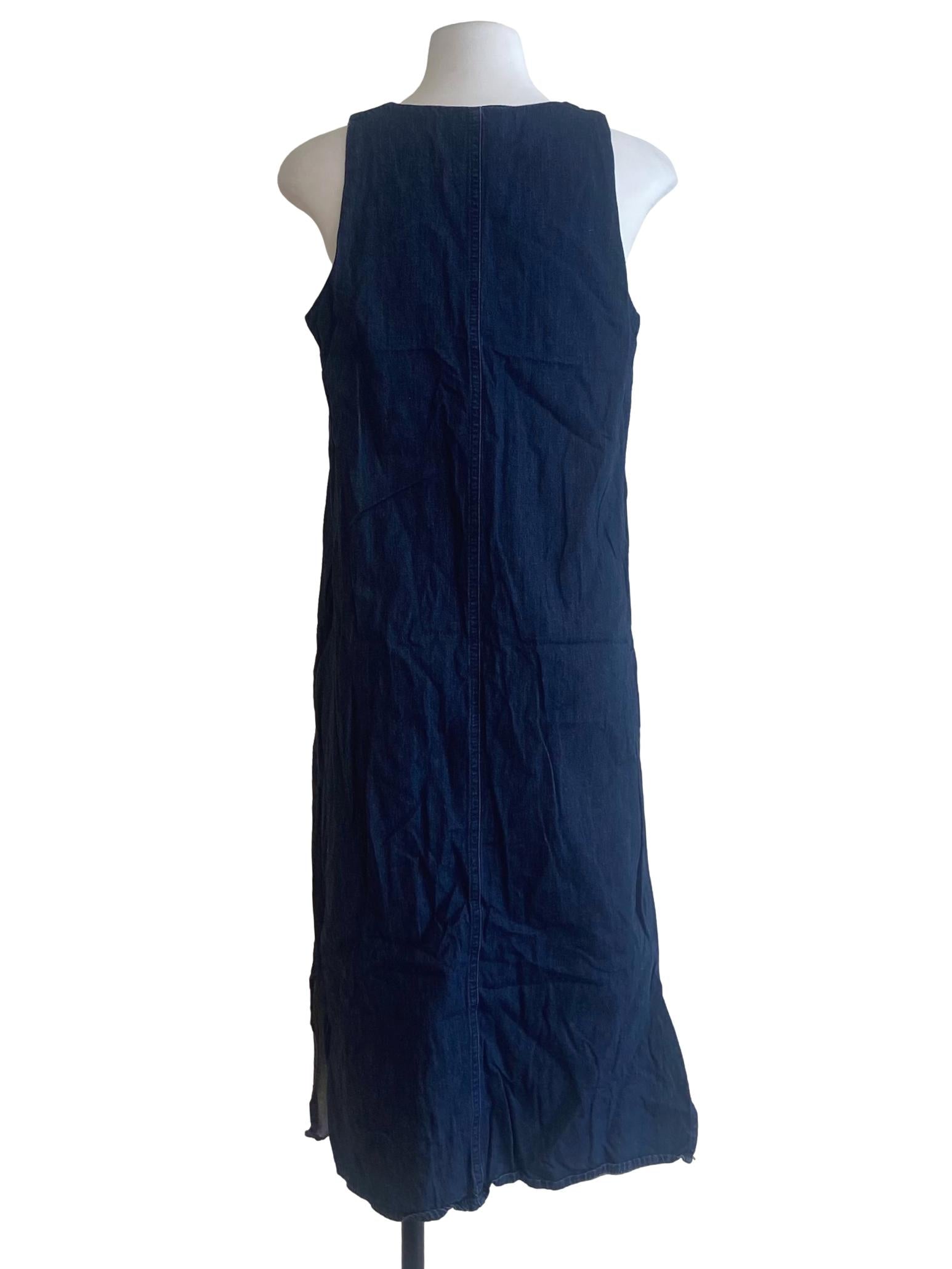 Blue Denim Herringbone Slip Dress