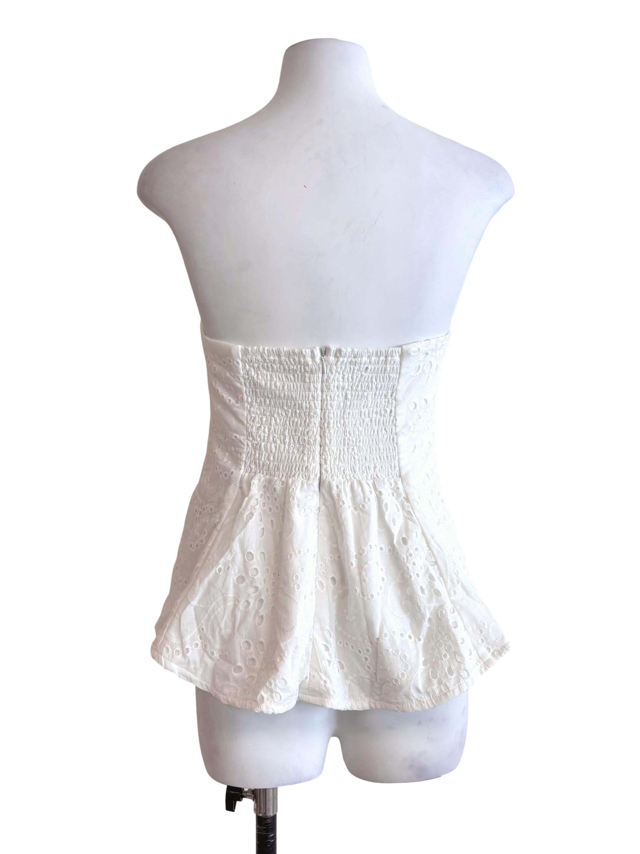 Daisy White Eyelet Peplum Top