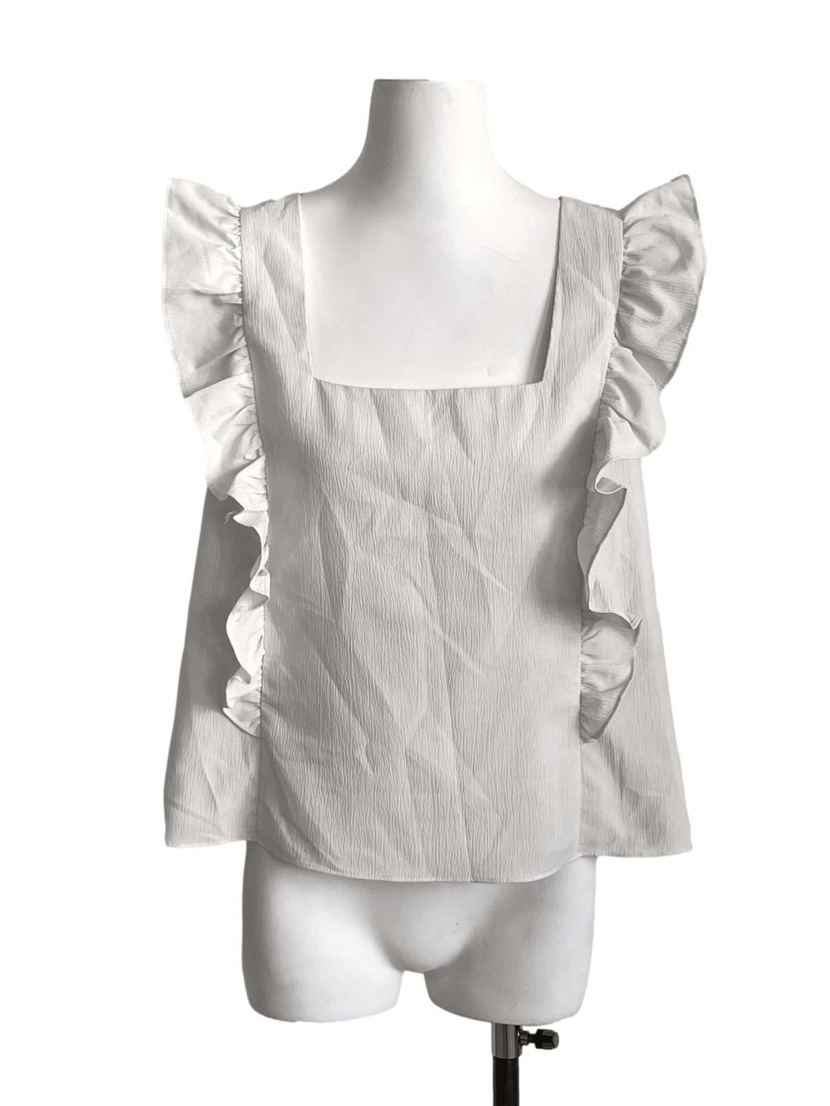 Cotton White Ruffle Sleeve Blouse LB