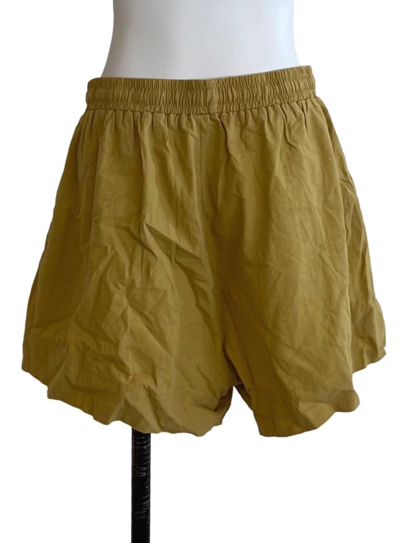 Mustard Yellow Wide Hem Cotton Shorts OSN