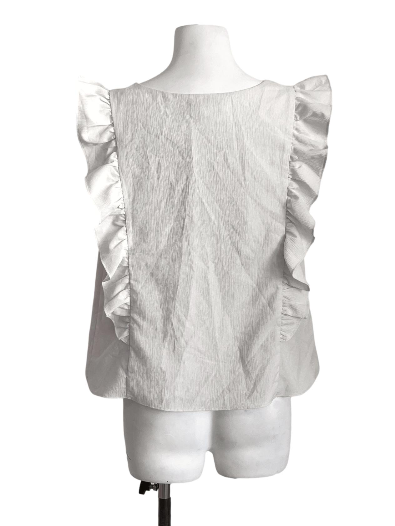 Cotton White Ruffle Sleeve Blouse LB
