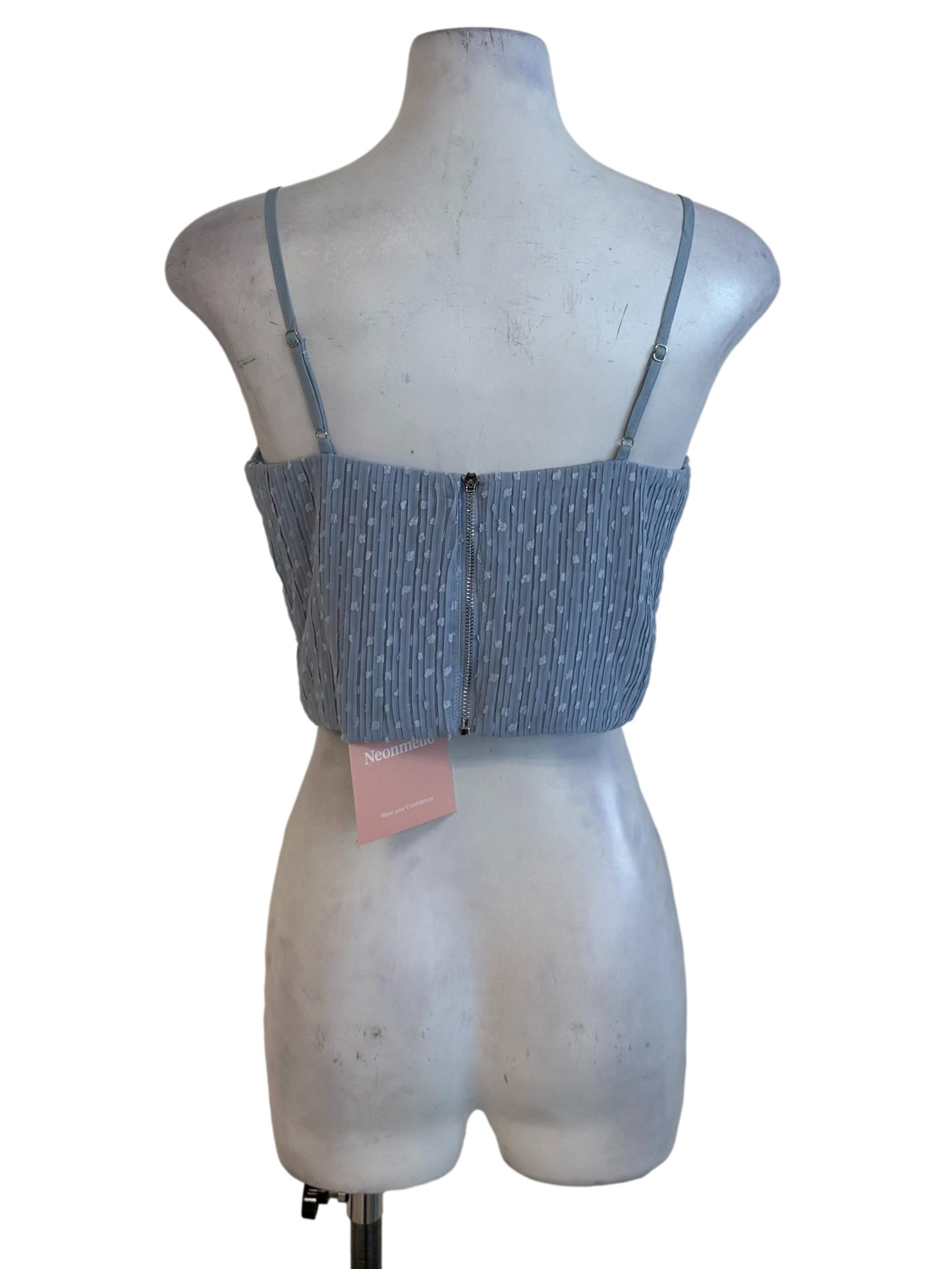 Dusty Blue Square Neck Textured Top