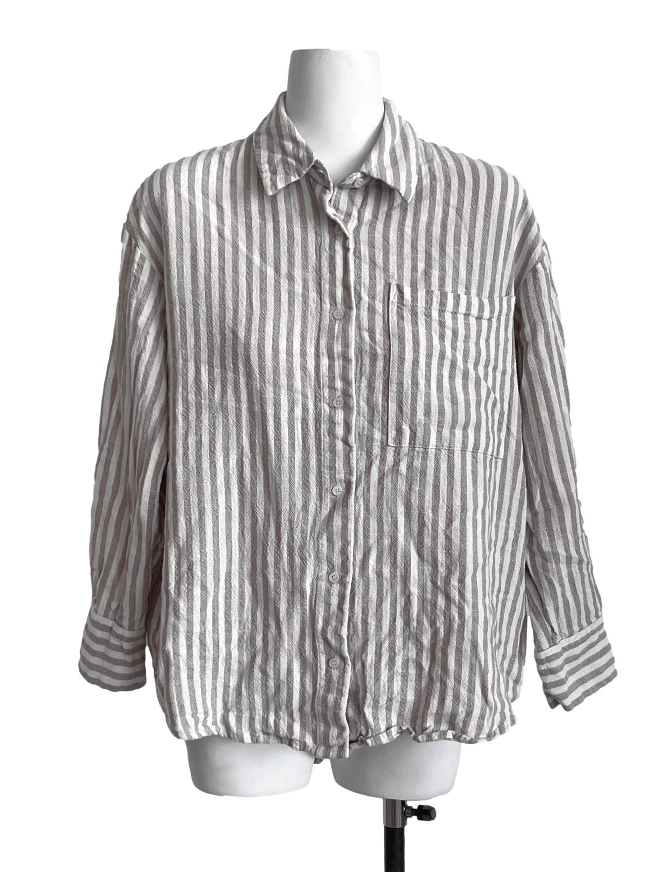 Tortilla Brown Striped Oversized Shirt LB
