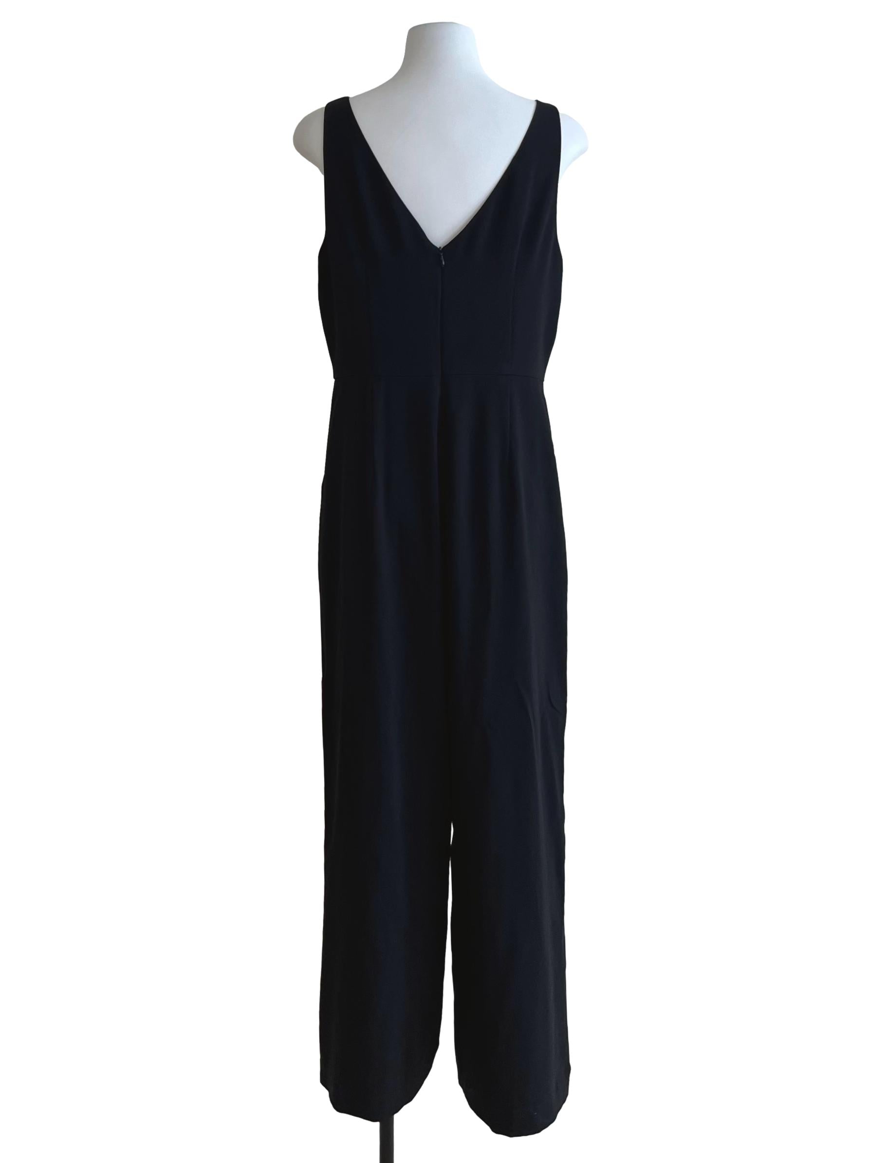 Black V-Neck Crepe Jumpsuit OSN