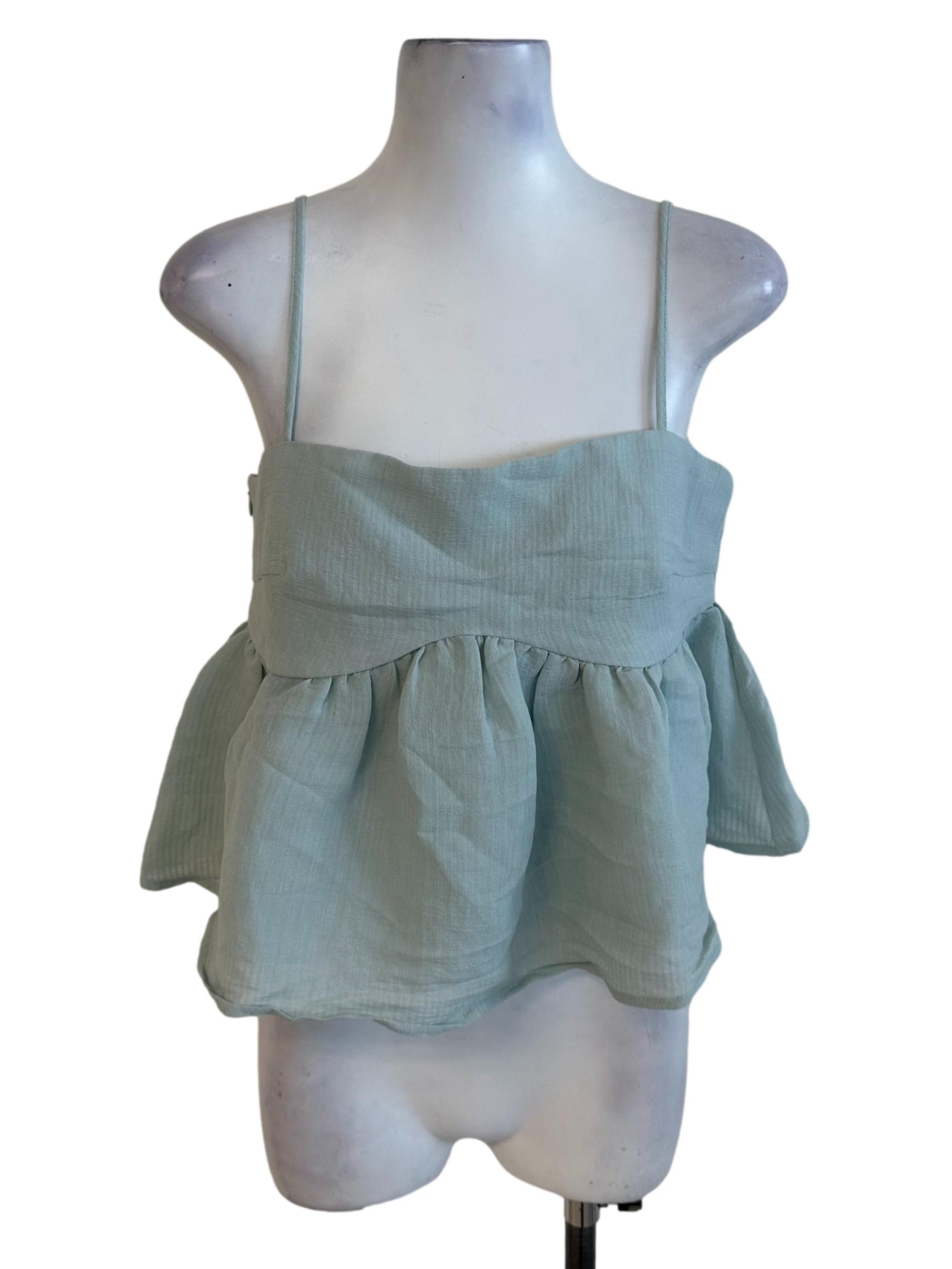 Dusty Green Textured Babydoll Top