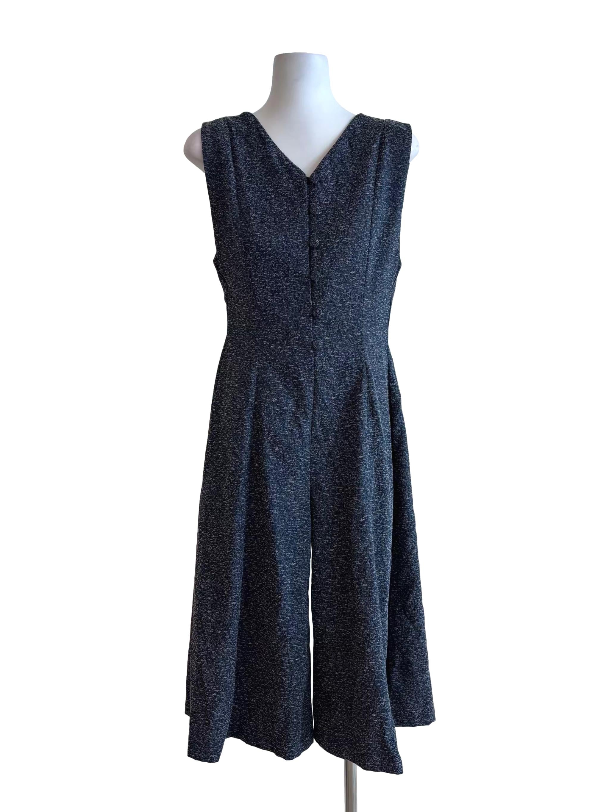 Aegean Blue Sleeveless Tweed Jumpsuit