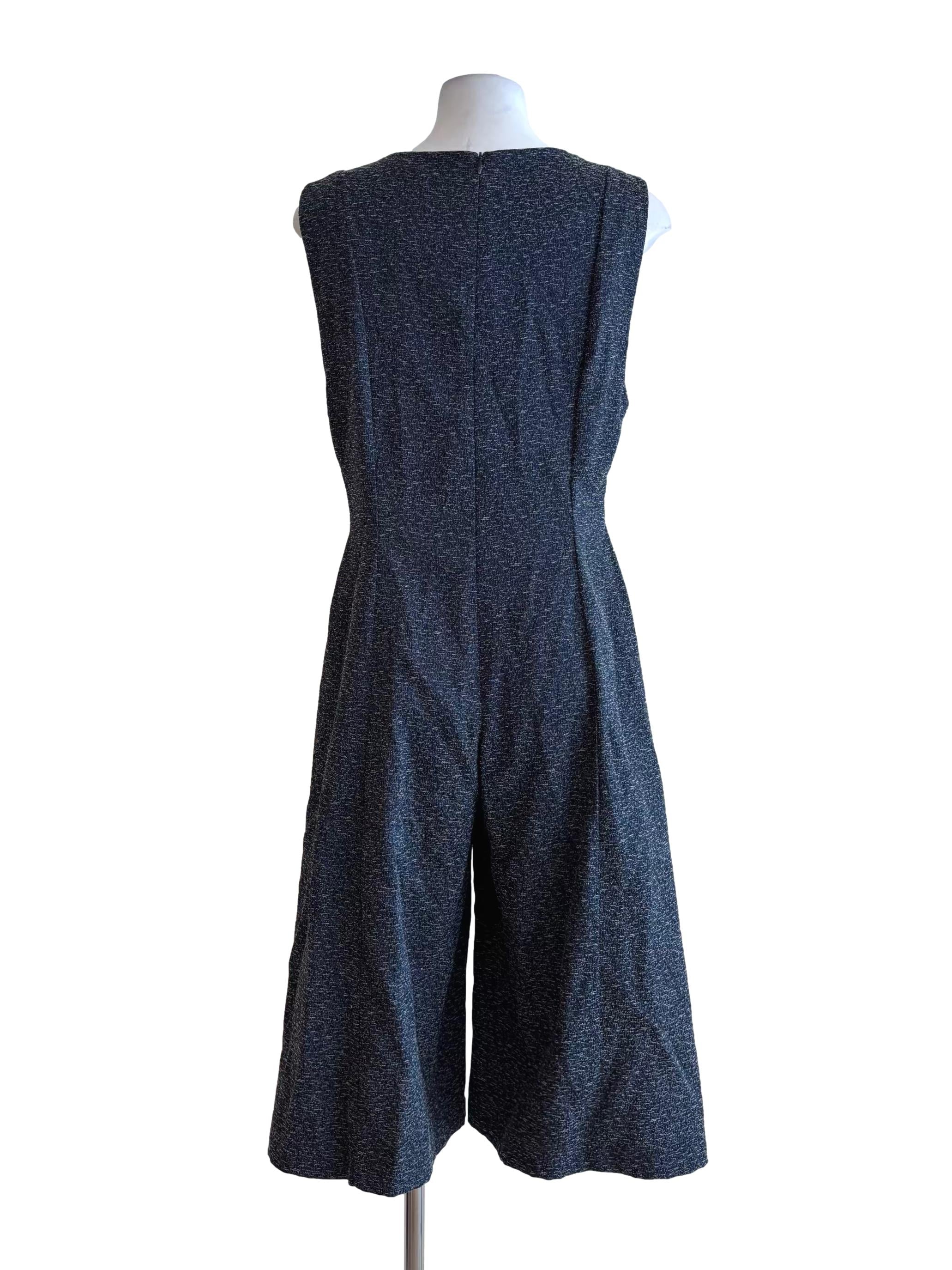 Aegean Blue Sleeveless Tweed Jumpsuit