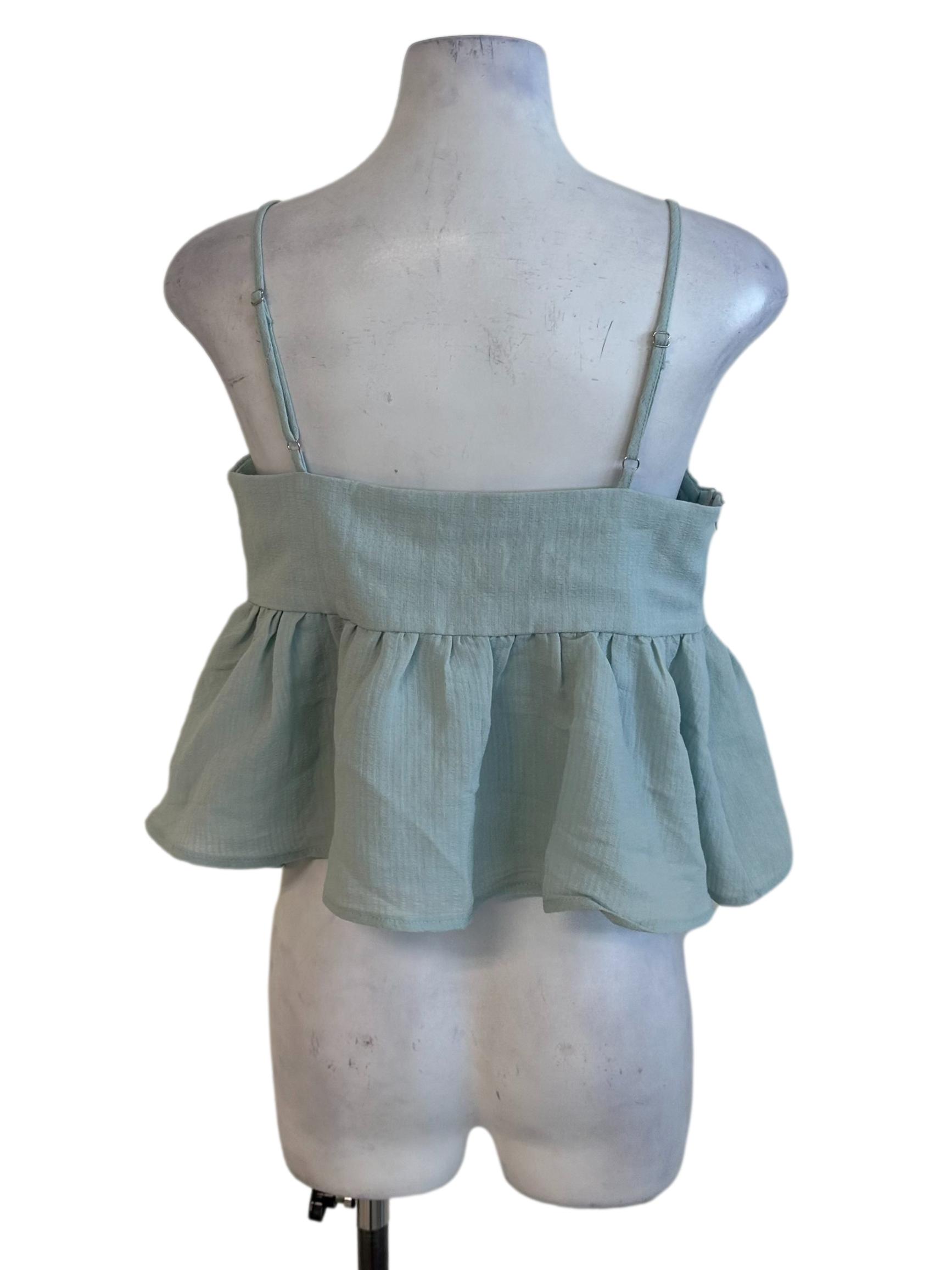 Dusty Green Textured Babydoll Top