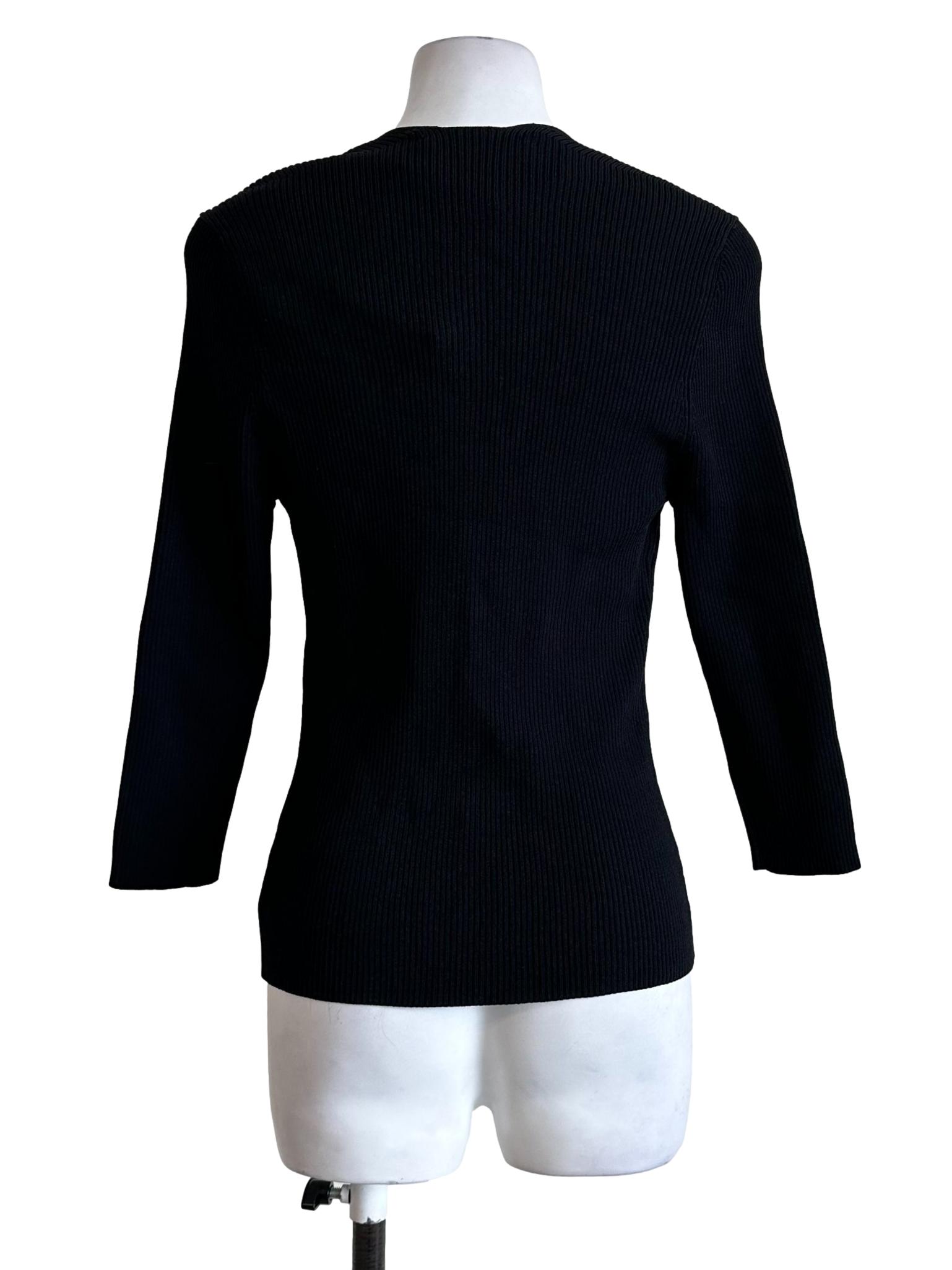 Black Square Neck Long Sleeve Top