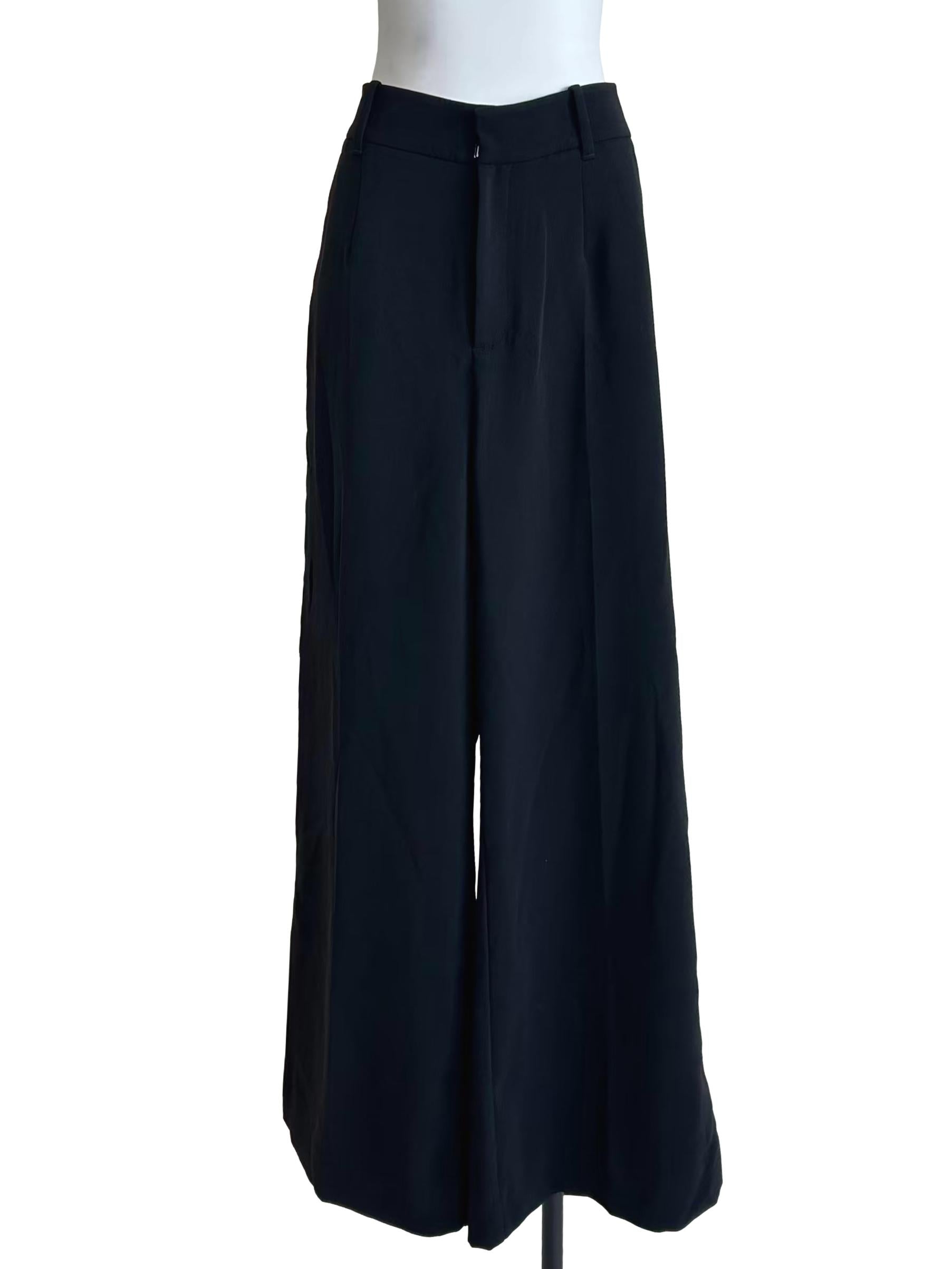 Black Tailored Smooth Wide Trousers LB