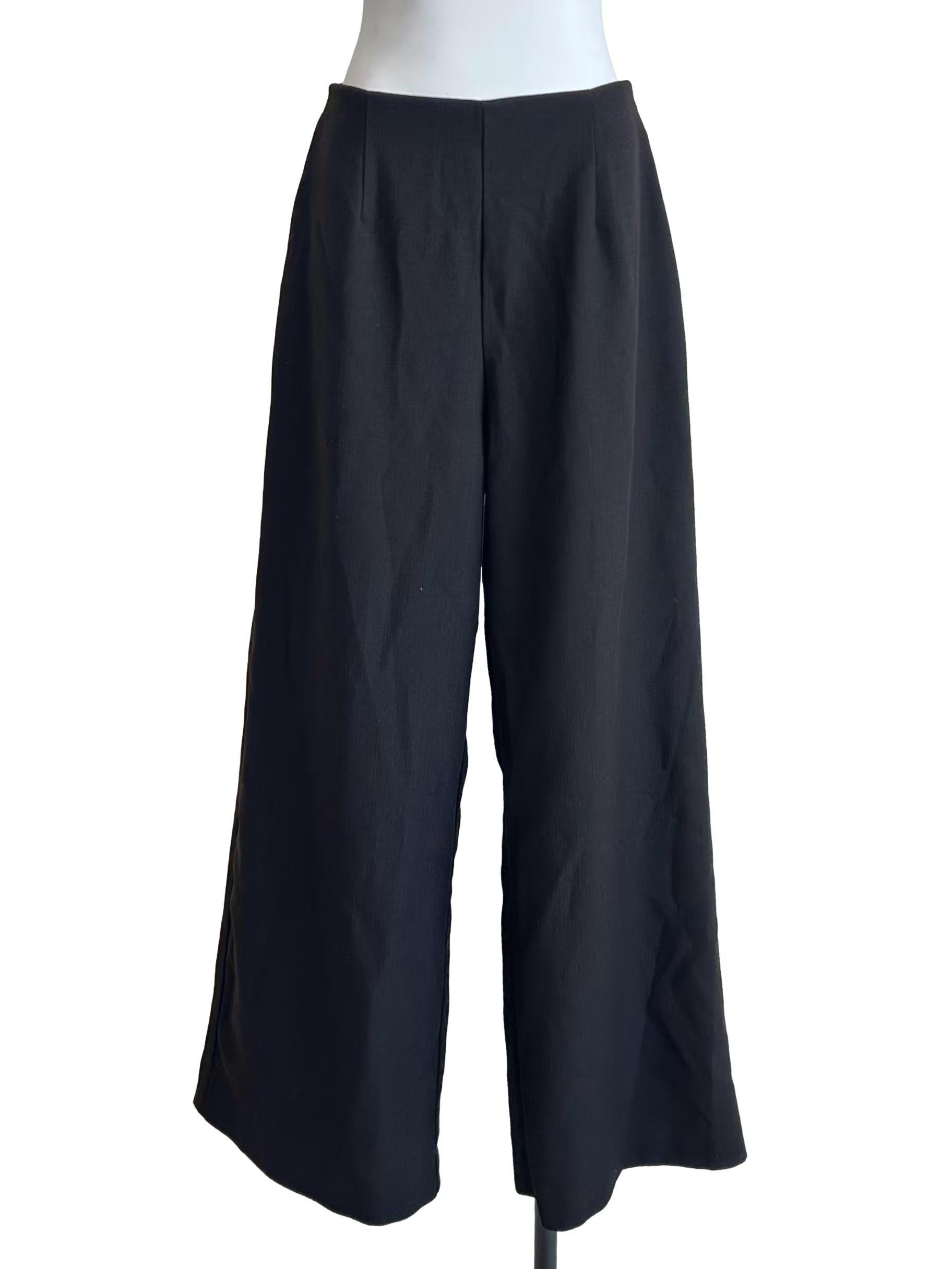 Black High Waist Straight Trousers LB