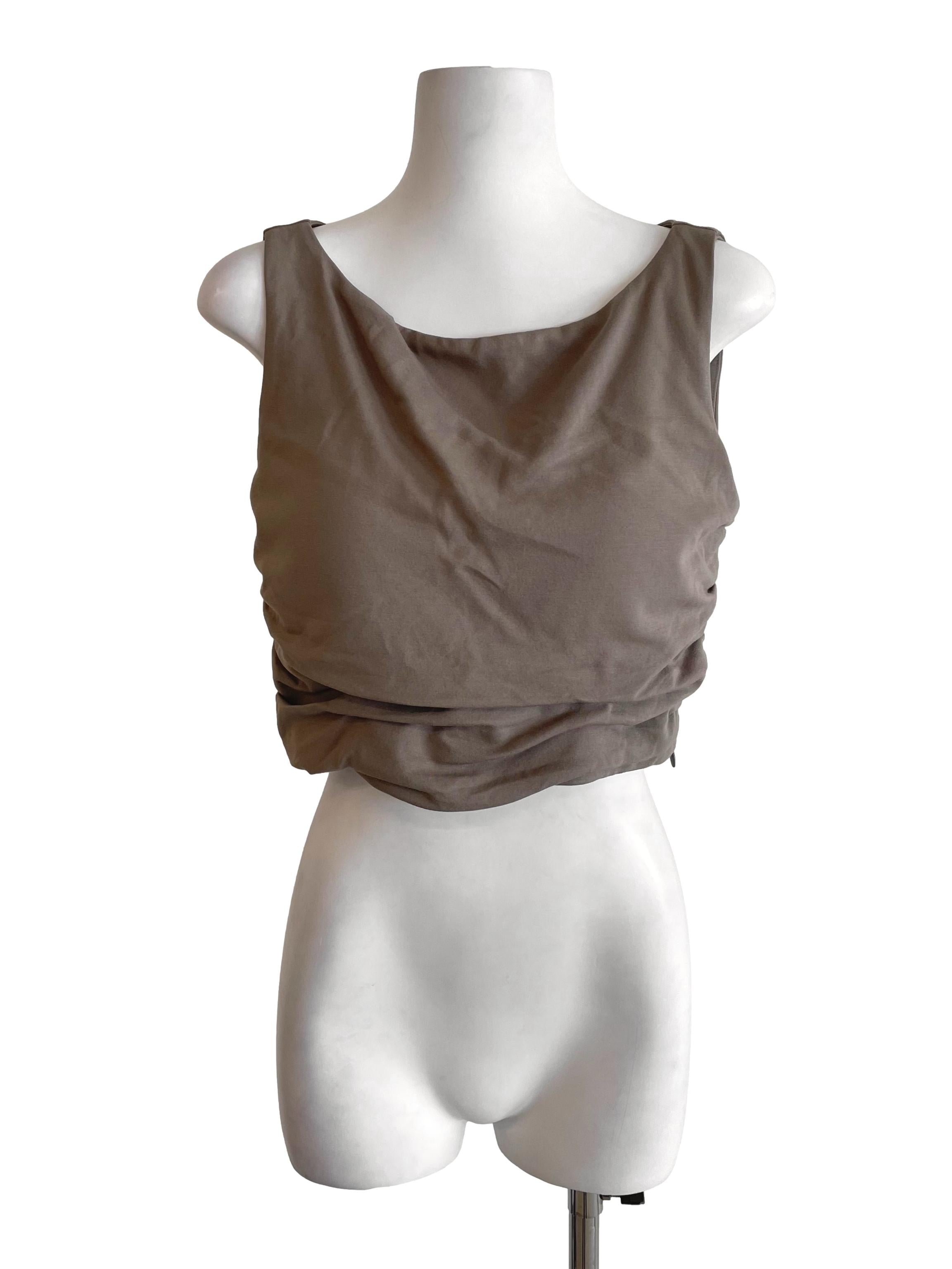 Flaxen Scrunch Scoop Neck Top
