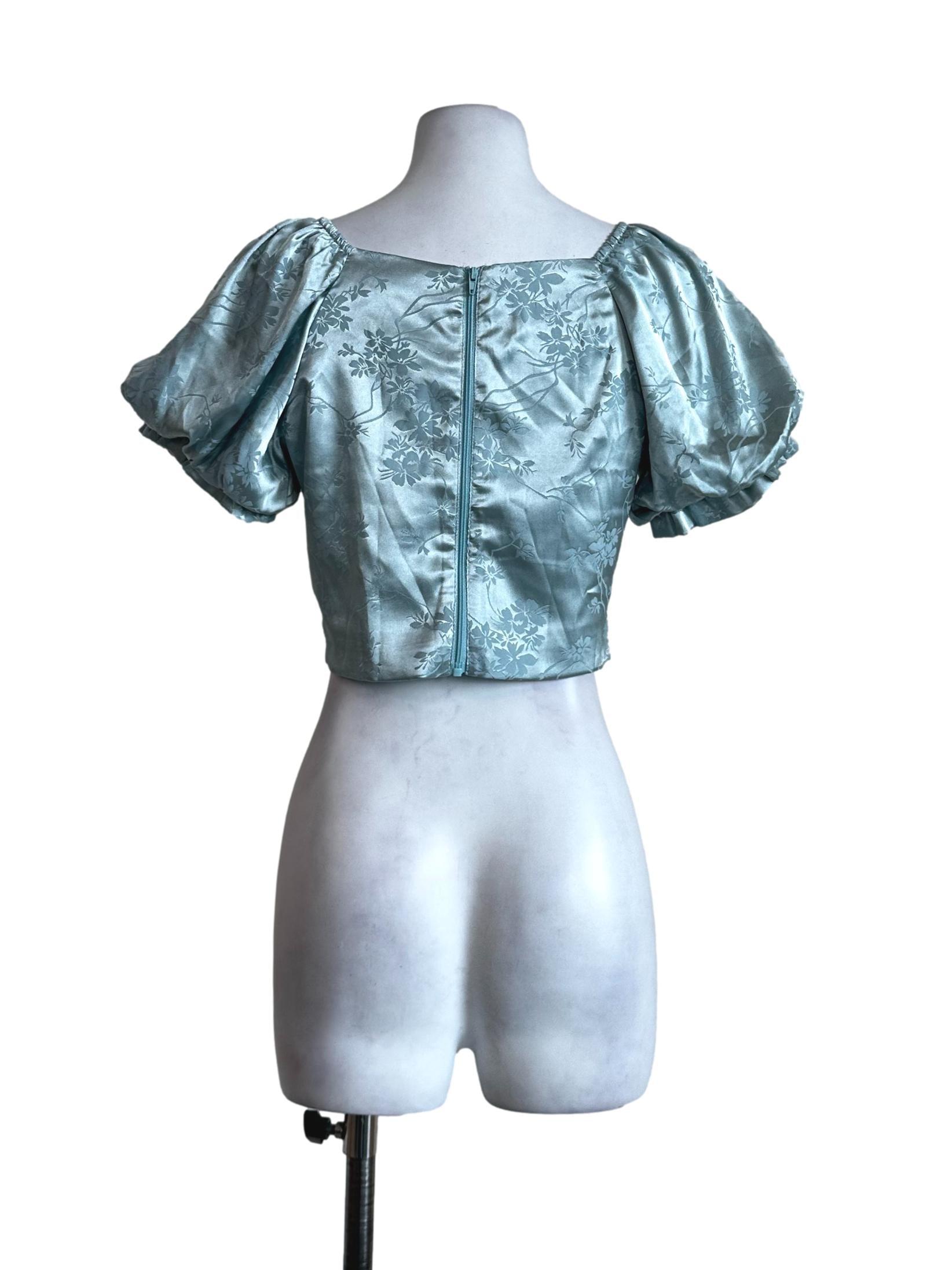 Light Blue Floral Crop Top