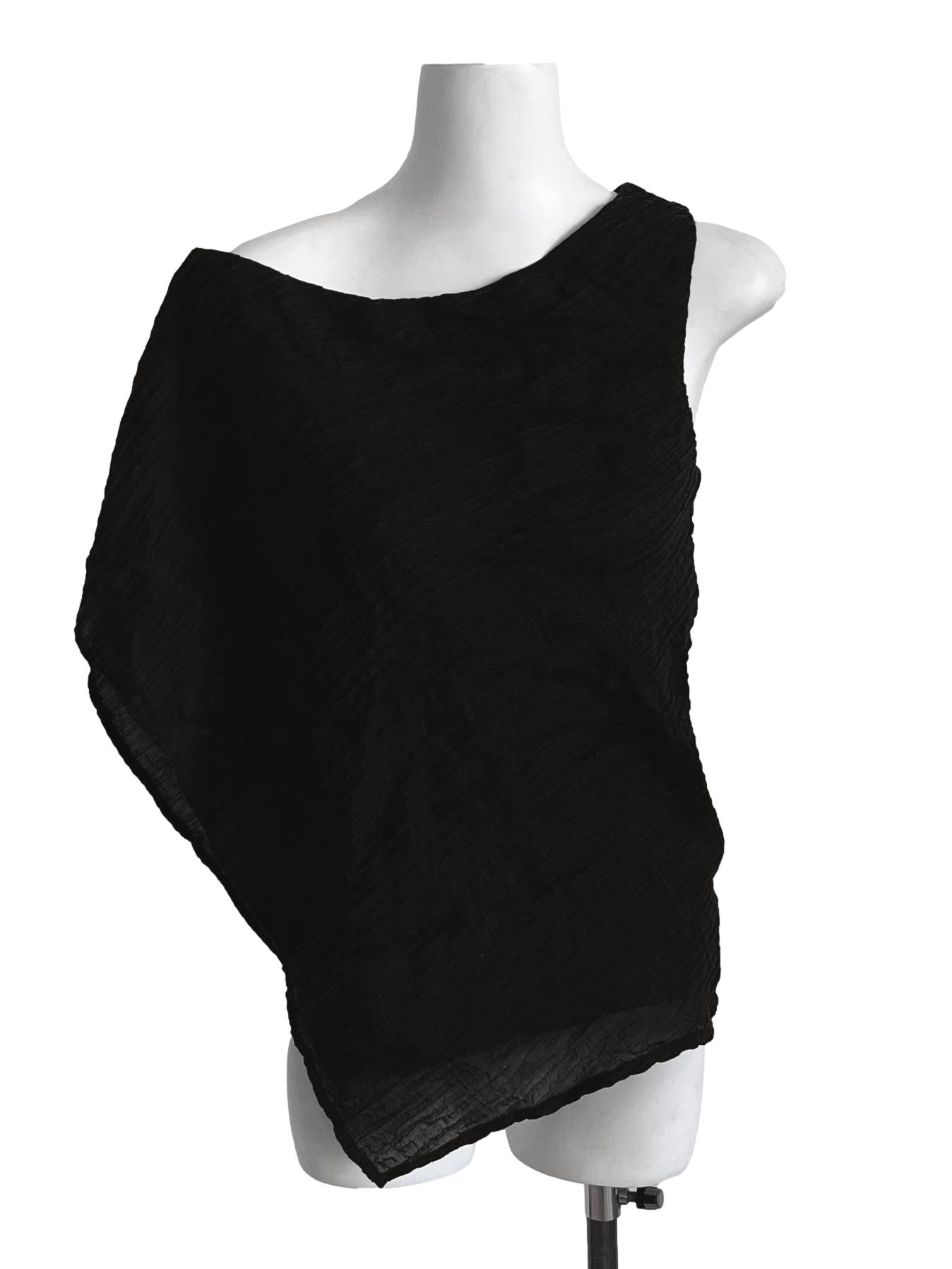 Ink Black Asymmetric Top Blouse LB