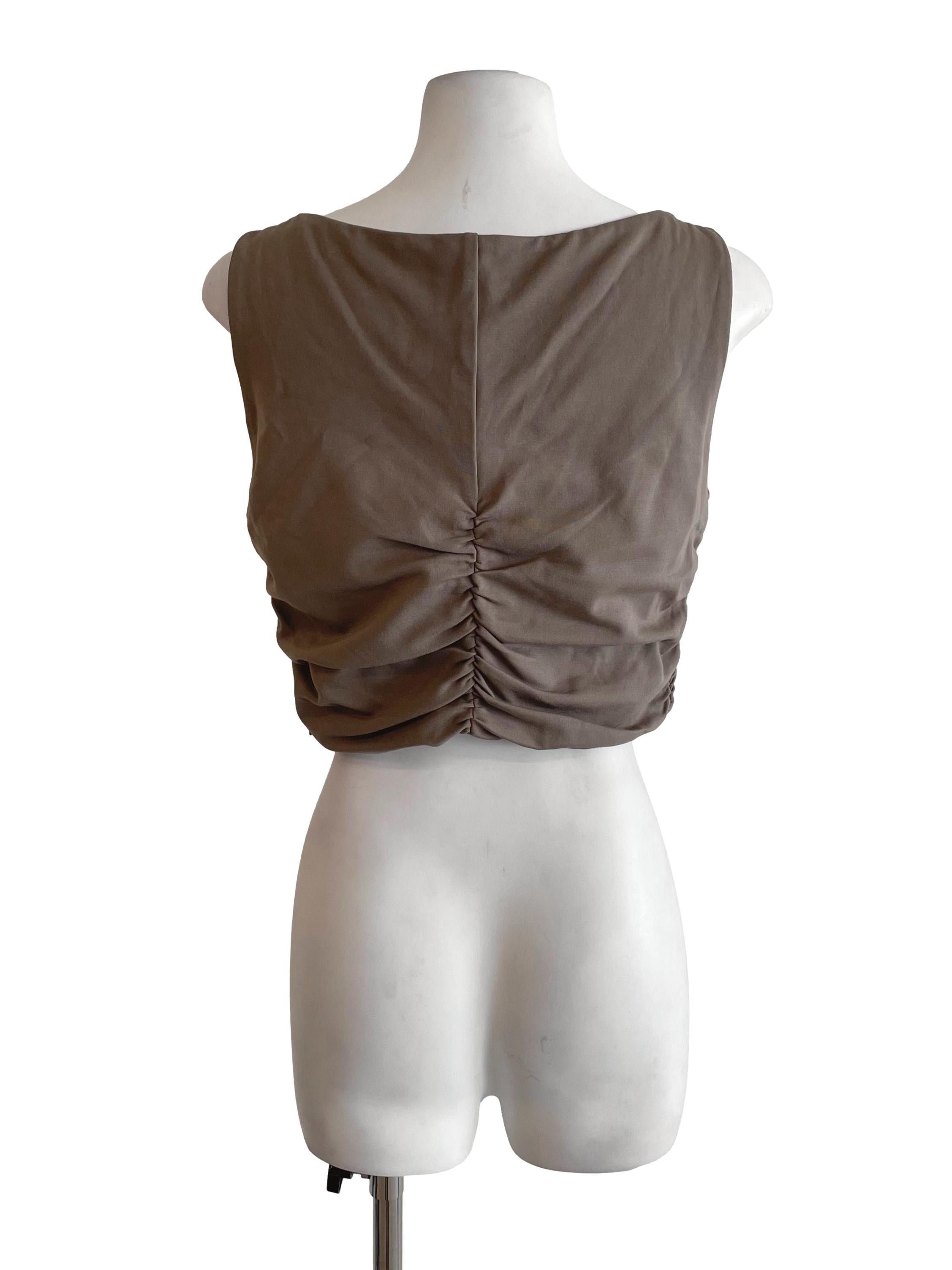 Flaxen Scrunch Scoop Neck Top