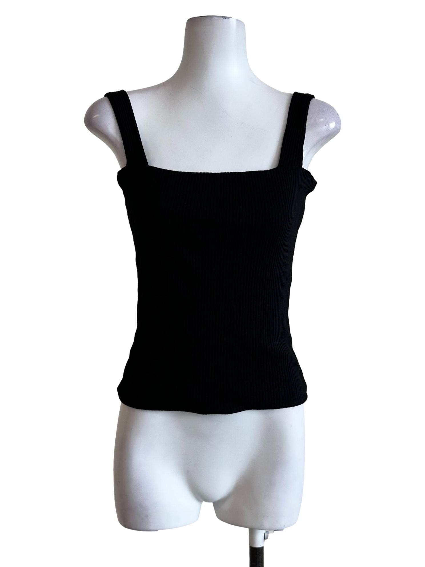 Black Pencil Stripes Sleeveless Top