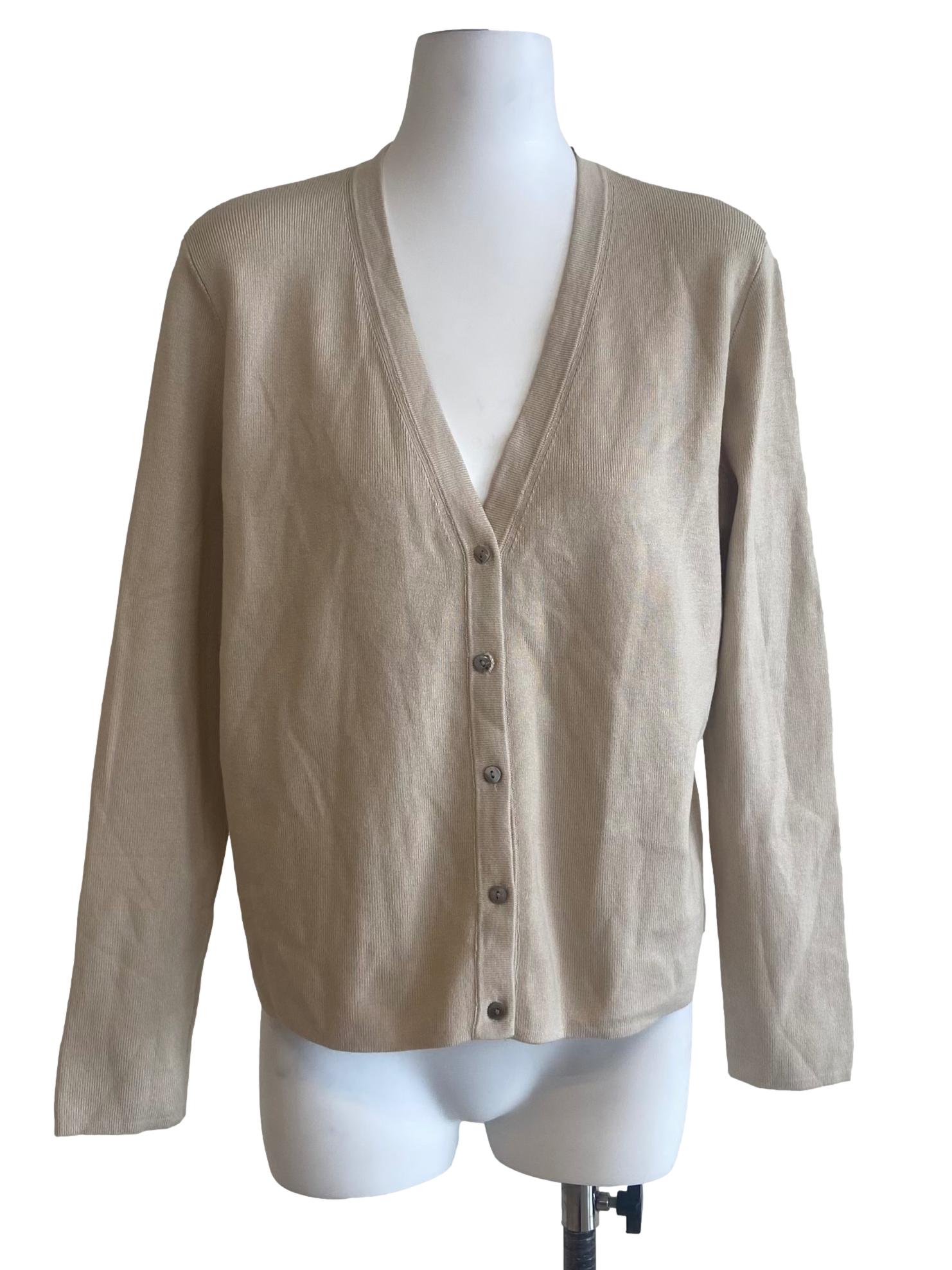 Linen Beige Button Down Cardigan