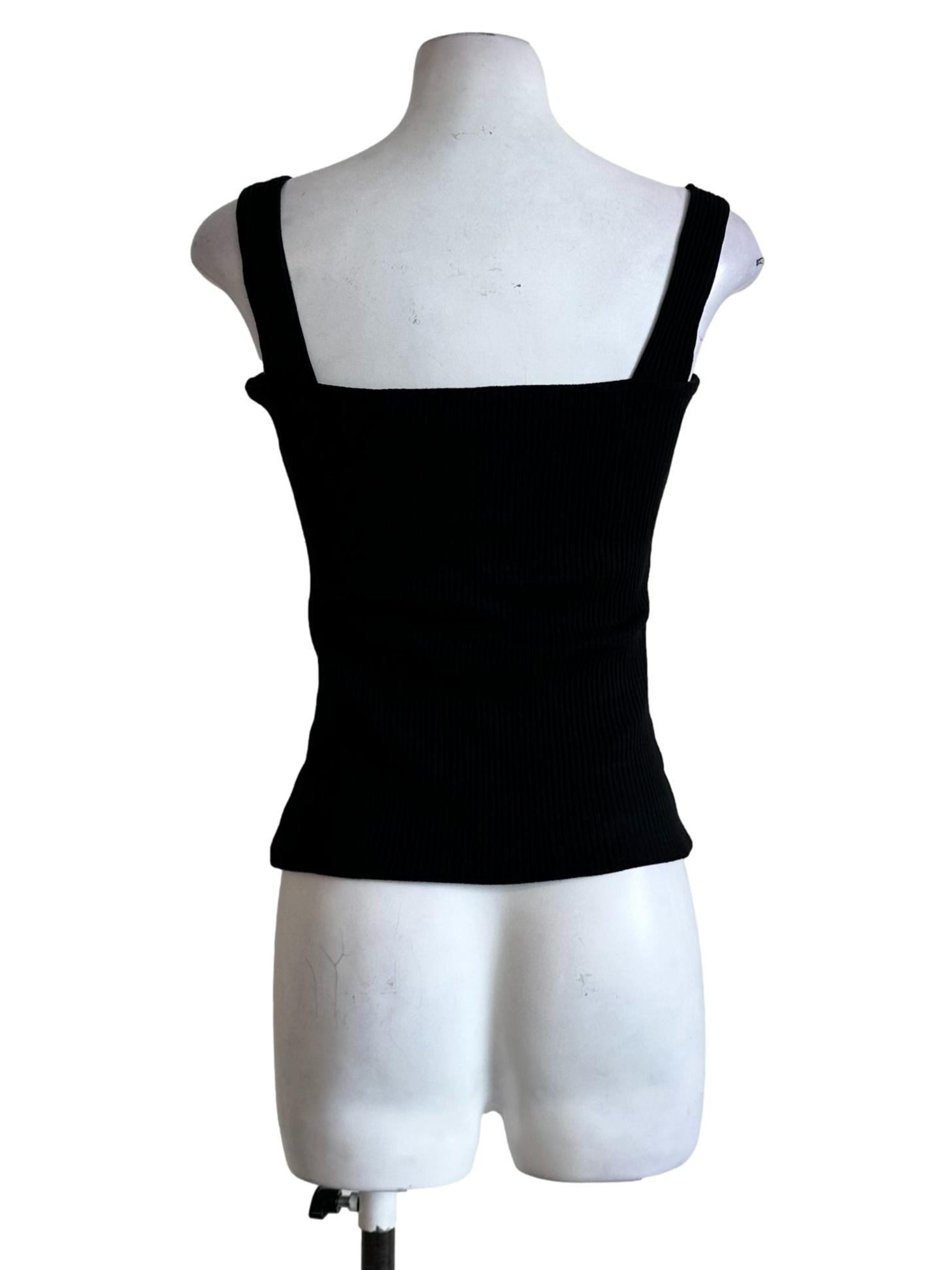 Black Pencil Stripes Sleeveless Top