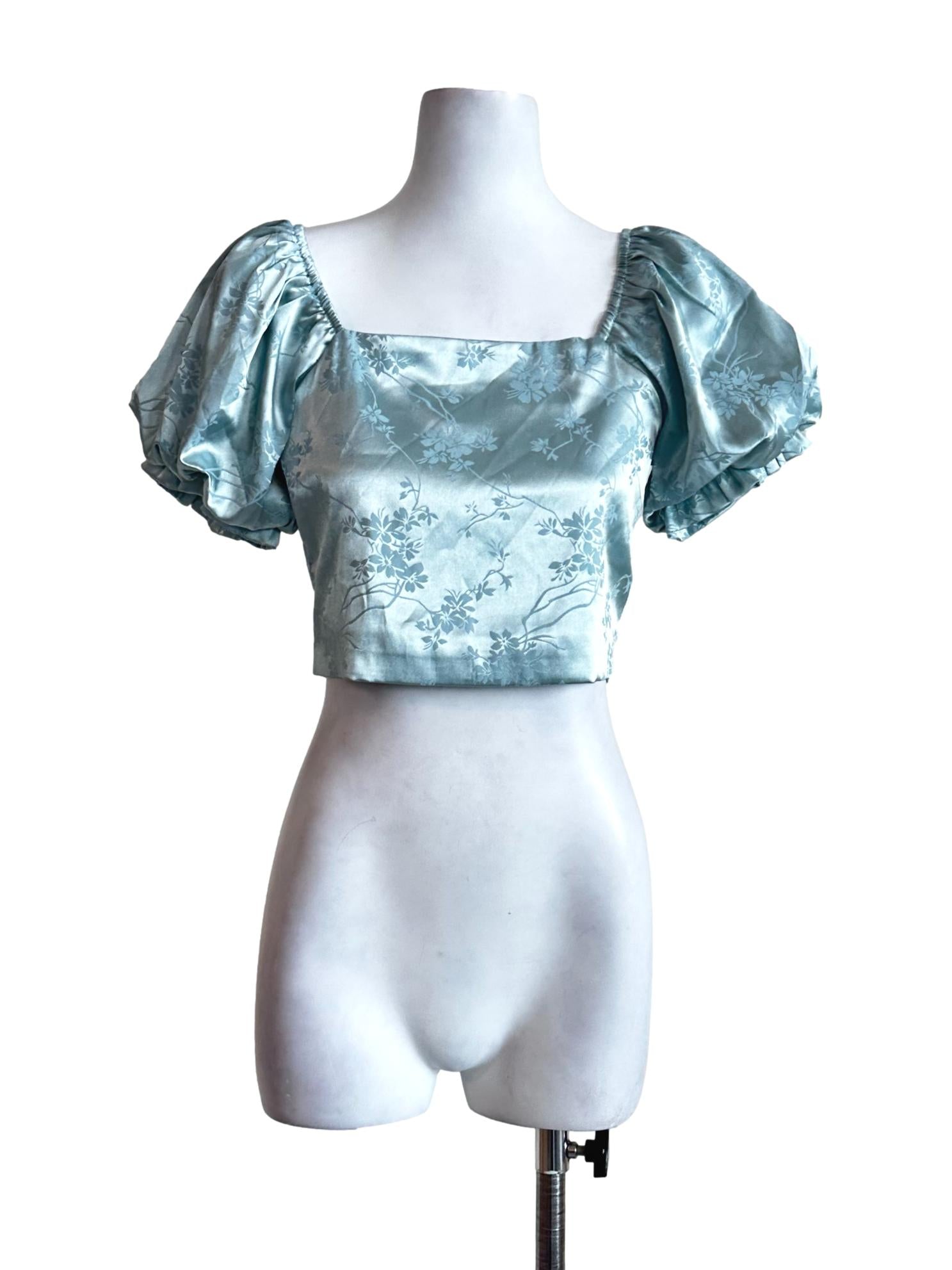 Light Blue Floral Crop Top
