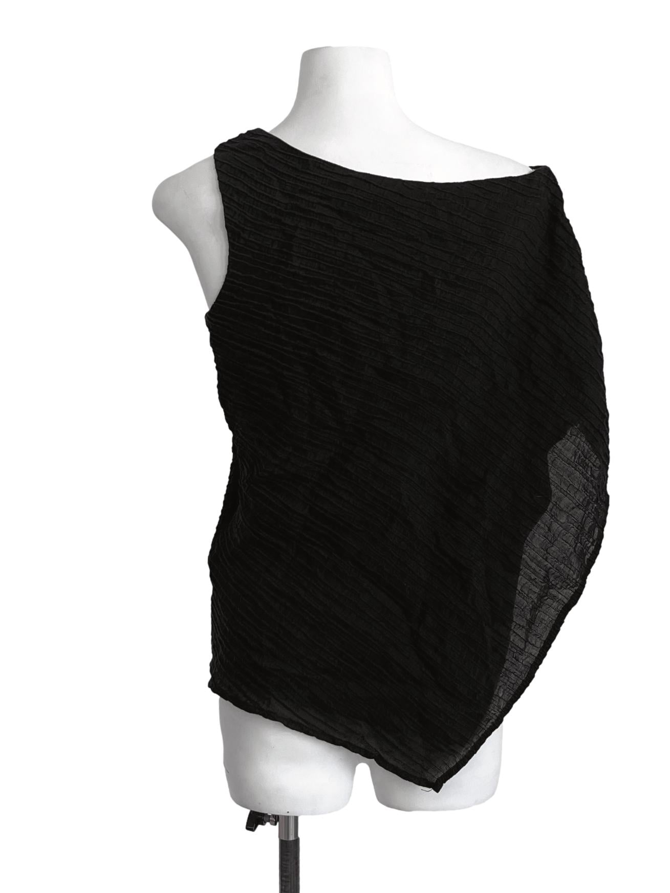 Ink Black Asymmetric Top Blouse LB