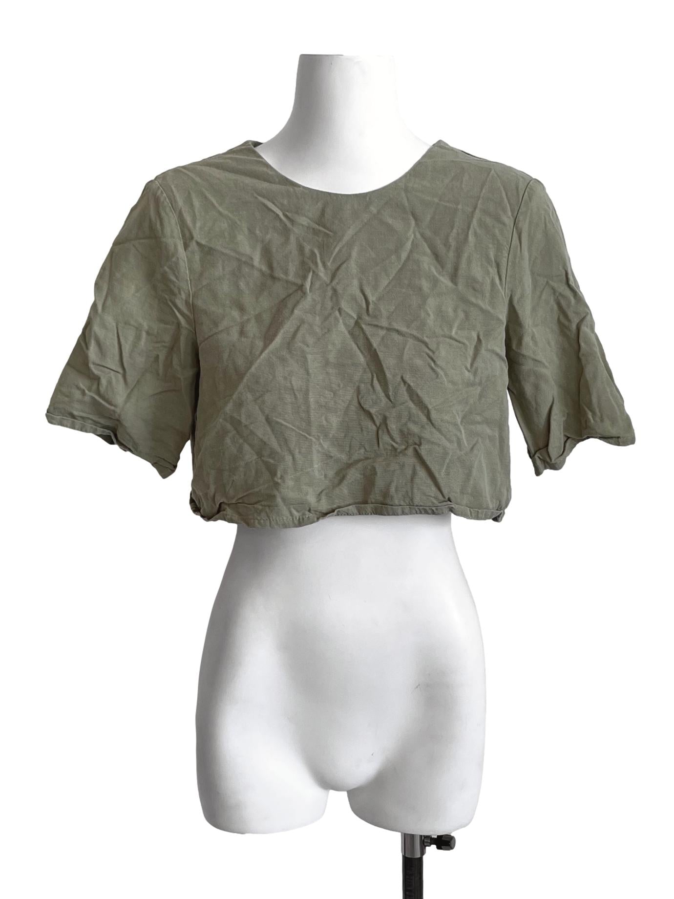 Olive Green Crop Blouse LB