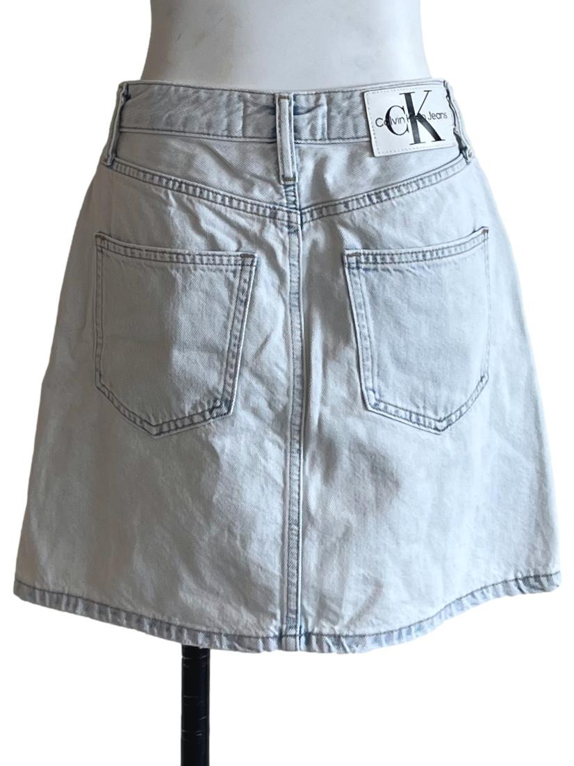 Sky Blue Denim High-Waisted Mini Skirt