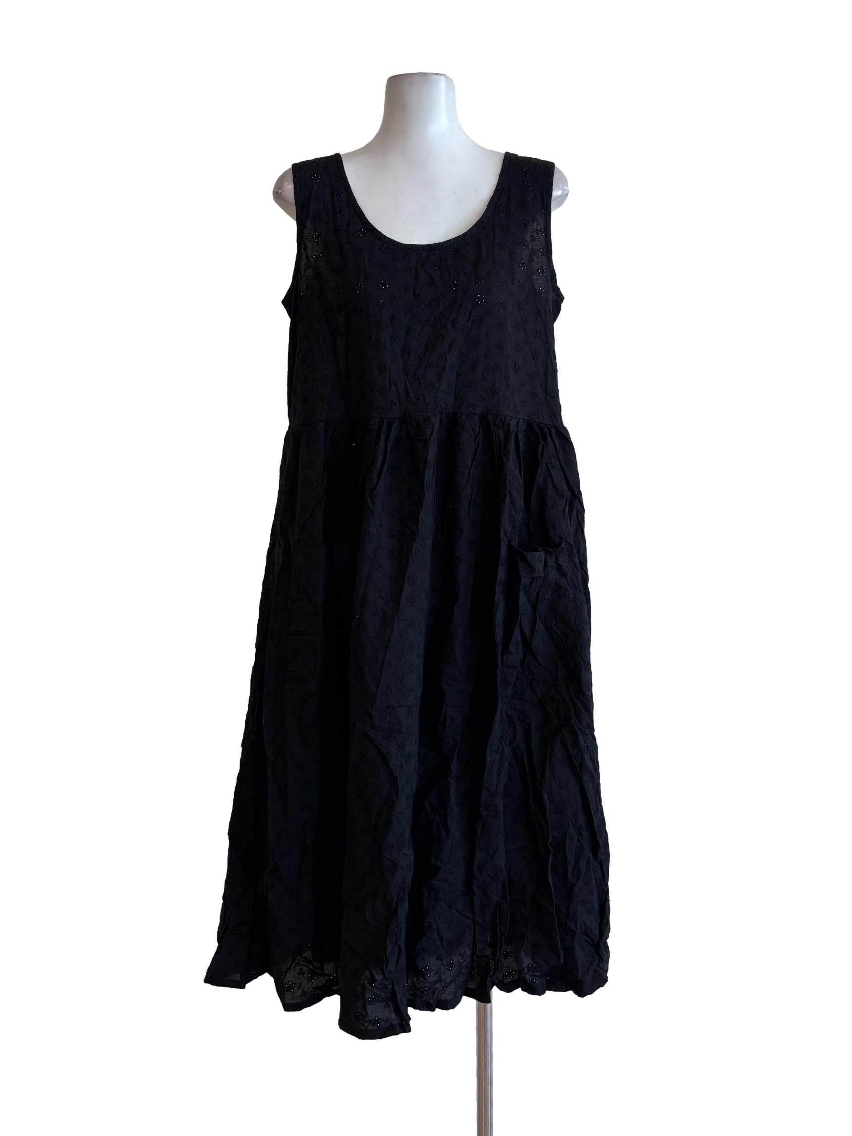 Soft Black Cotton Eyelet Dress