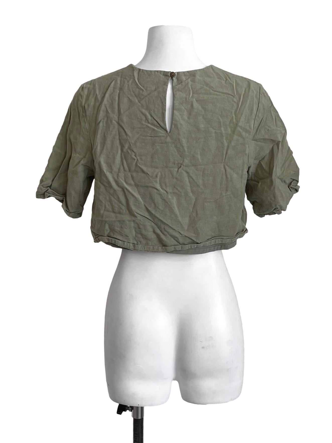 Olive Green Crop Blouse LB