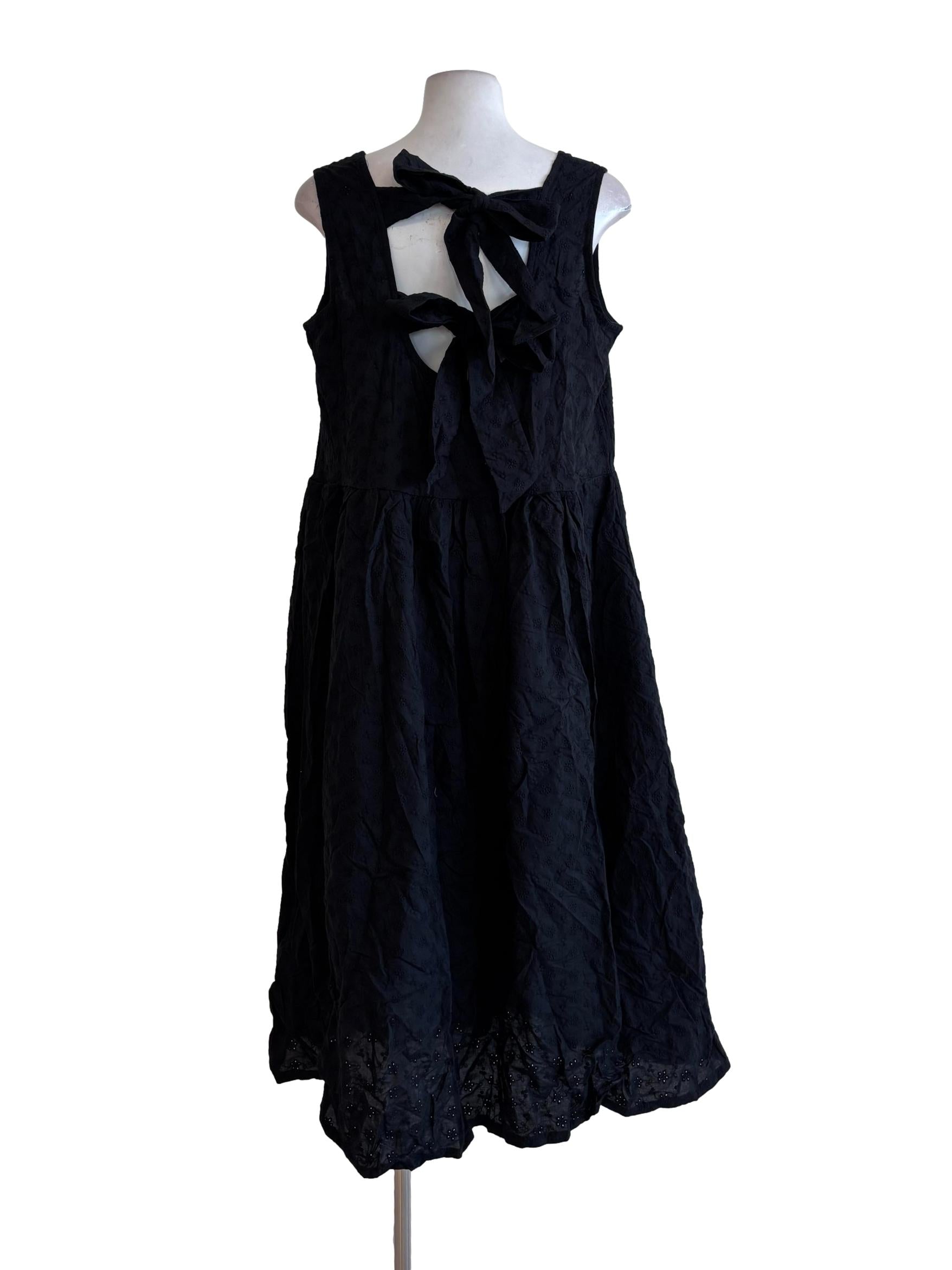 Soft Black Cotton Eyelet Dress