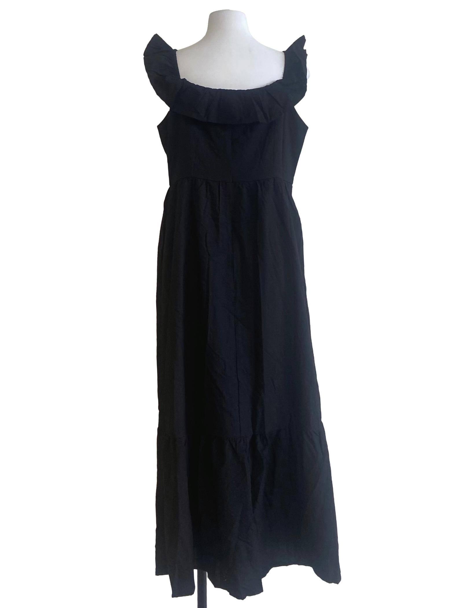 Black Drop Waist Ruffled Empire Dress