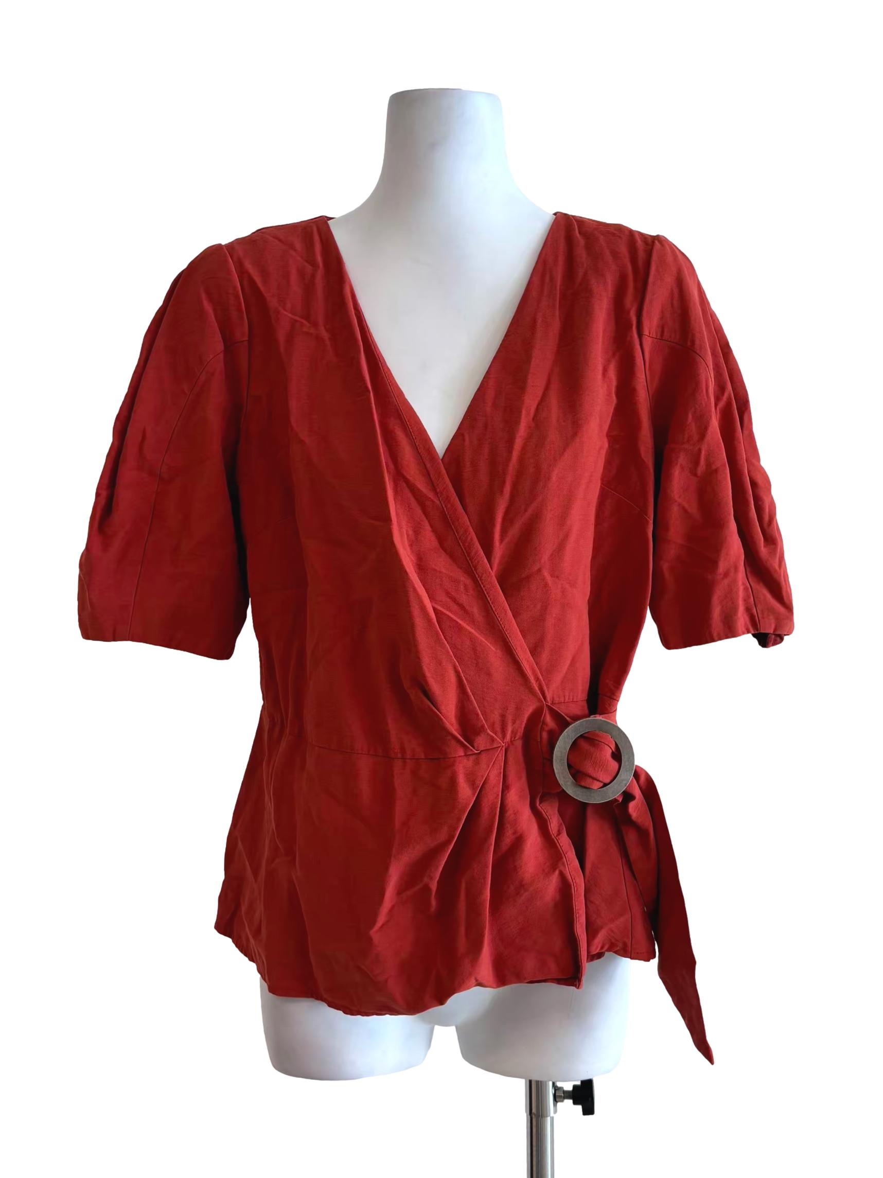 Scarlet Surplice Linen Top