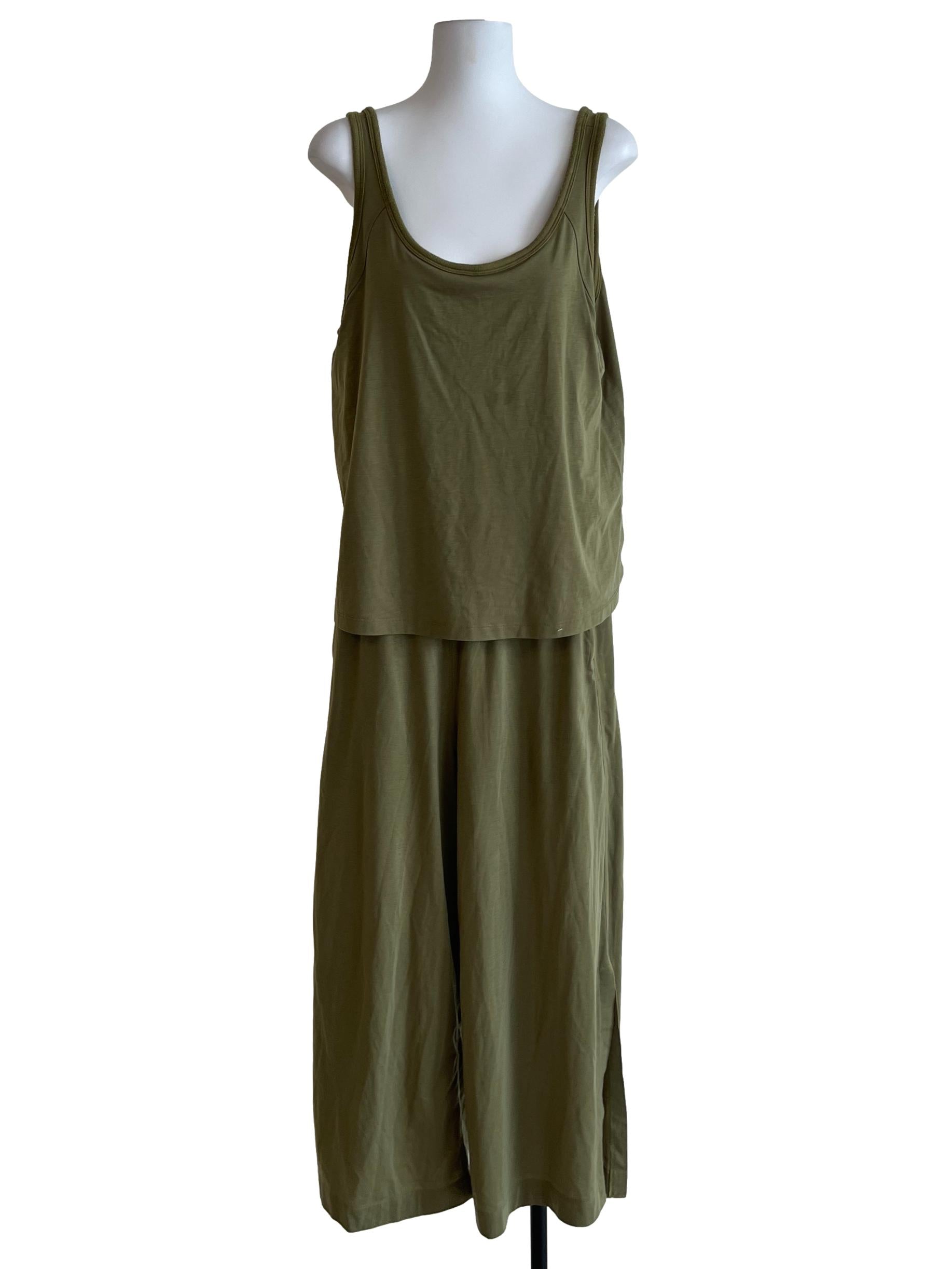 Olive Green Scoop Neckline Jumpsuit