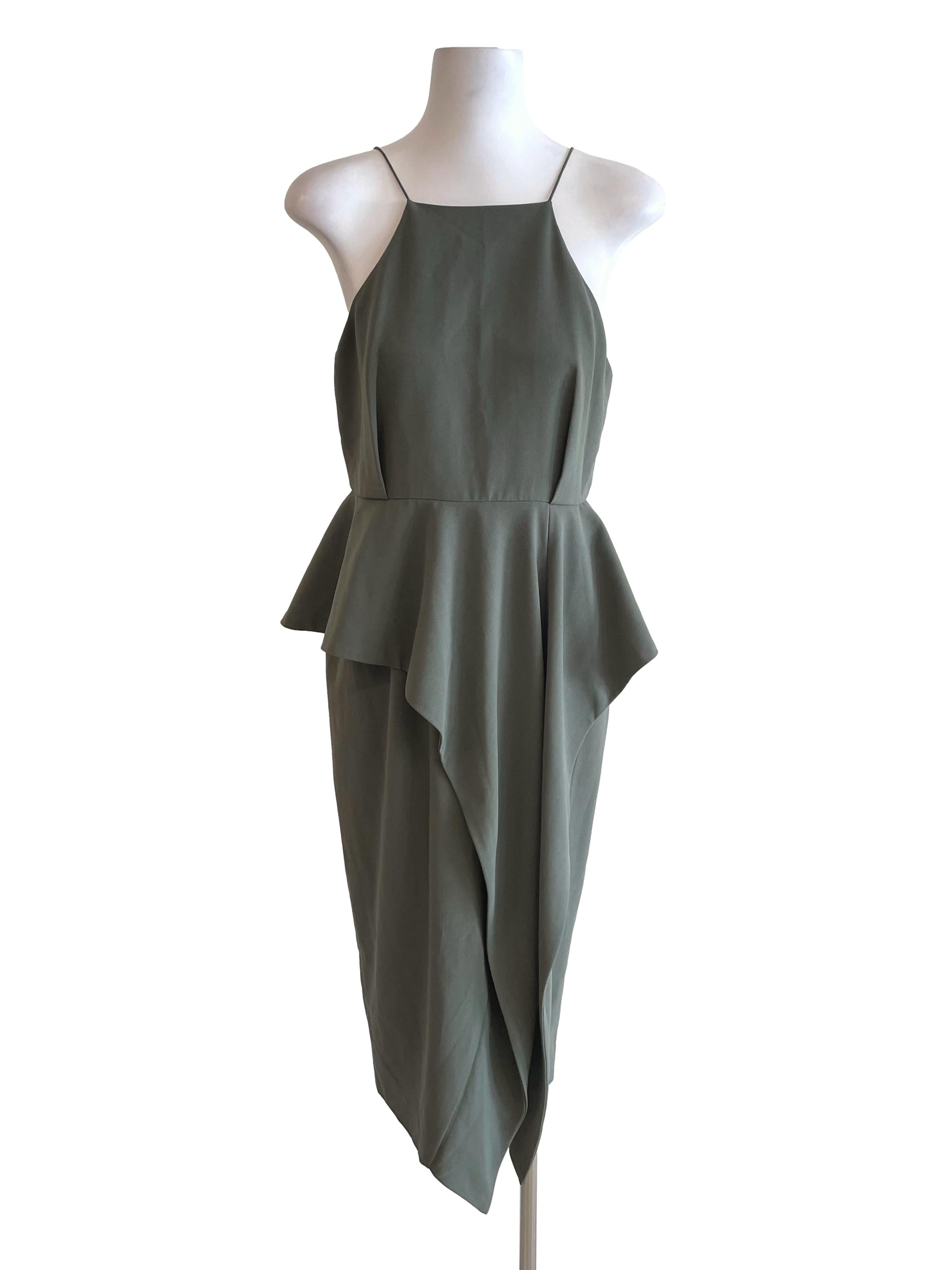 Olive Peplum Sheath Dress