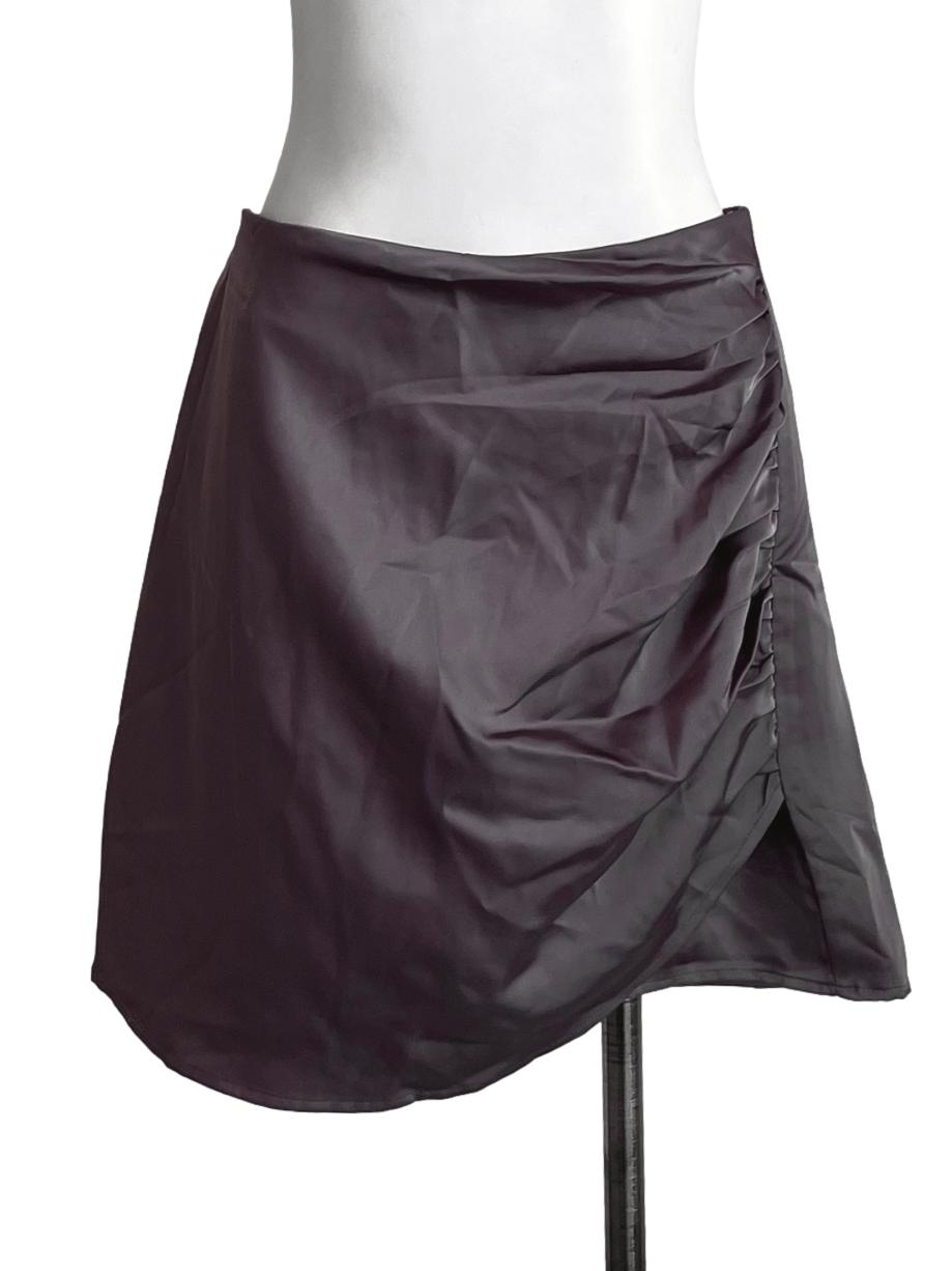 Mocha Brown Asymmetric Mini Skirt