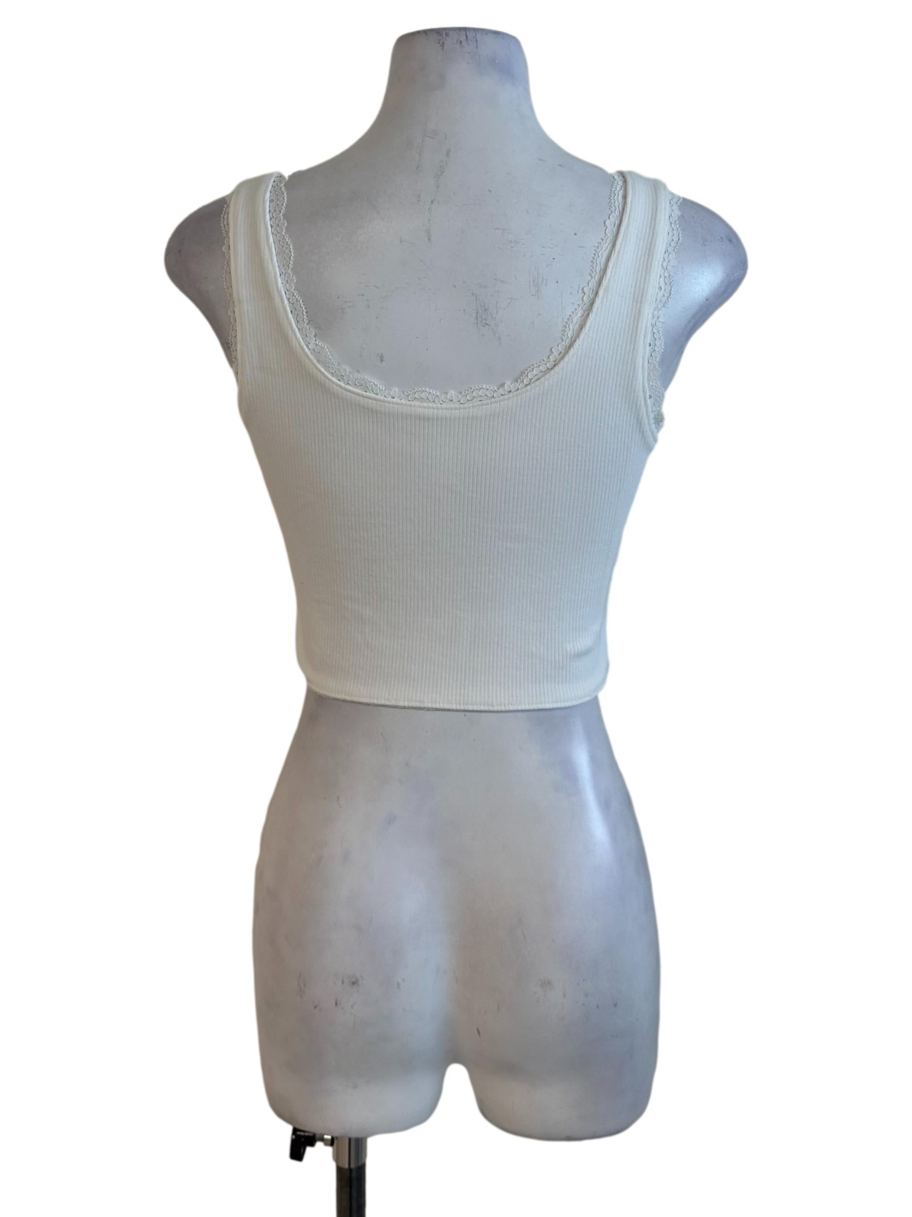 Pearl White V Neck Lace Border Knit Top