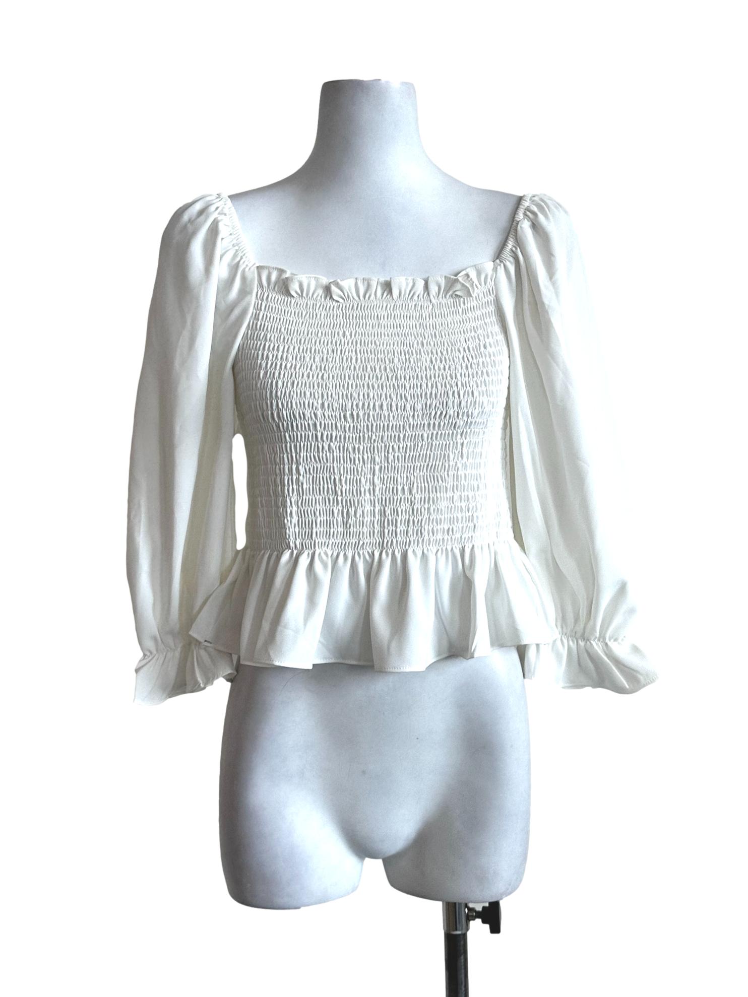 Daisy White Pattern Top