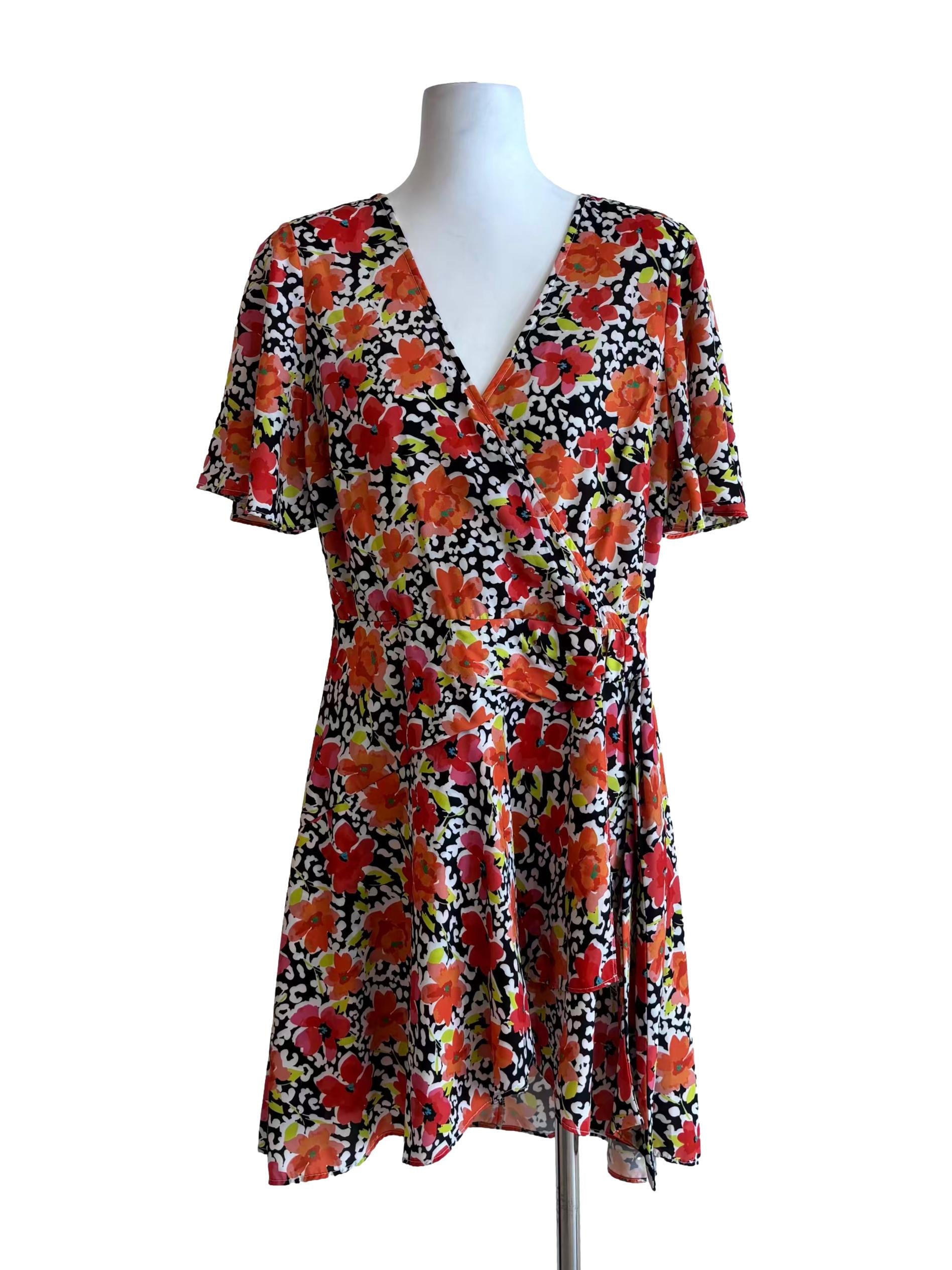 Tangelo Orange Multicolor Floral Dress