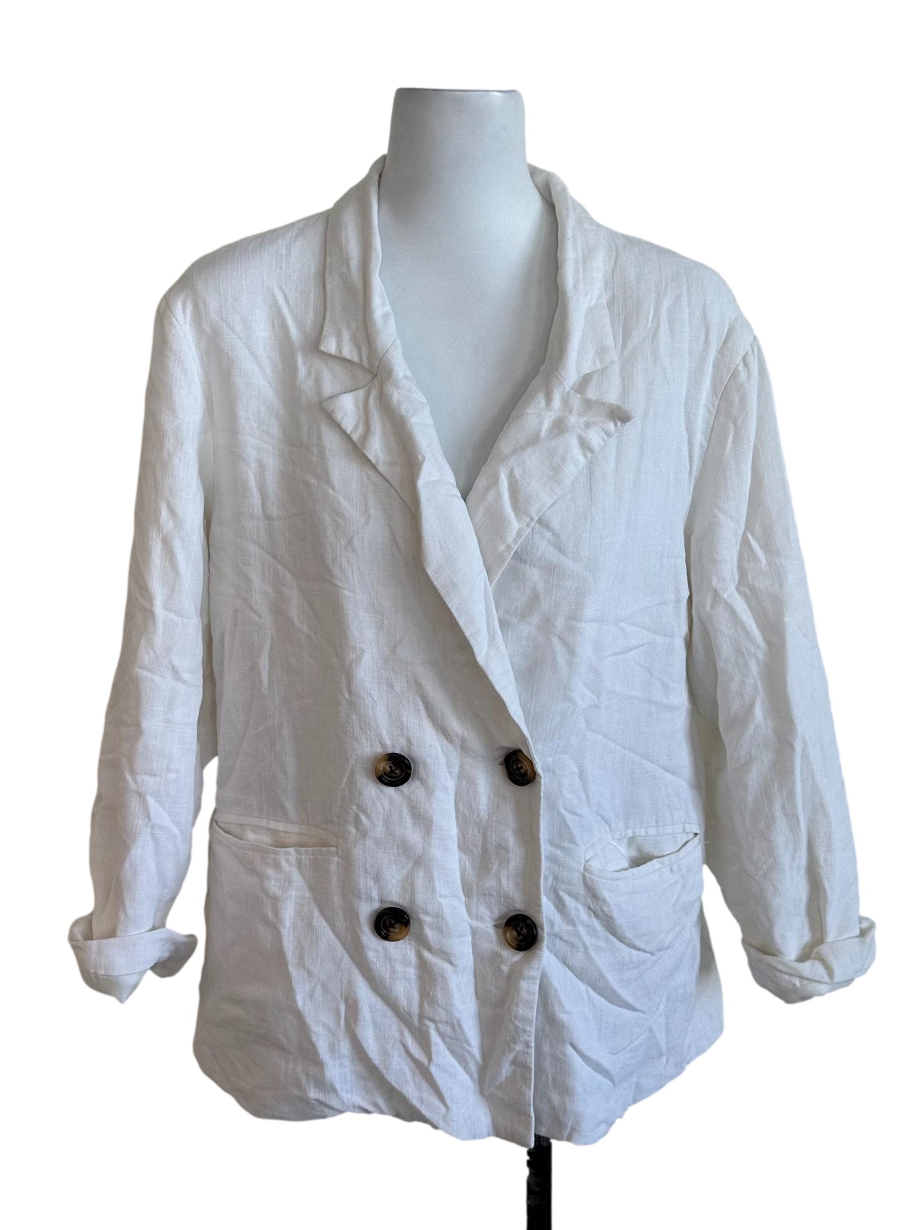 Off White Plain Button Blazer TCL