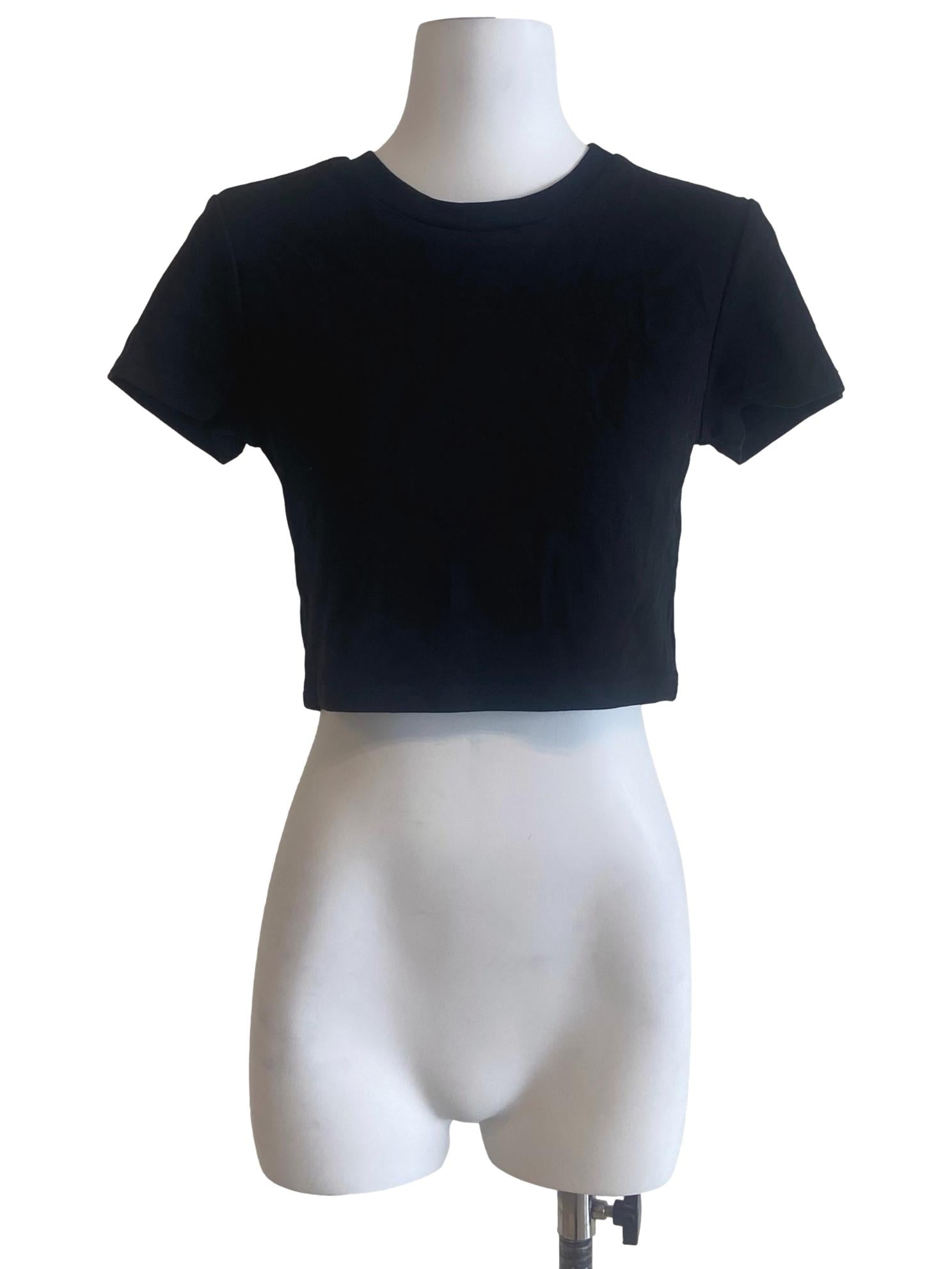 Black Twill Crop T-Shirt
