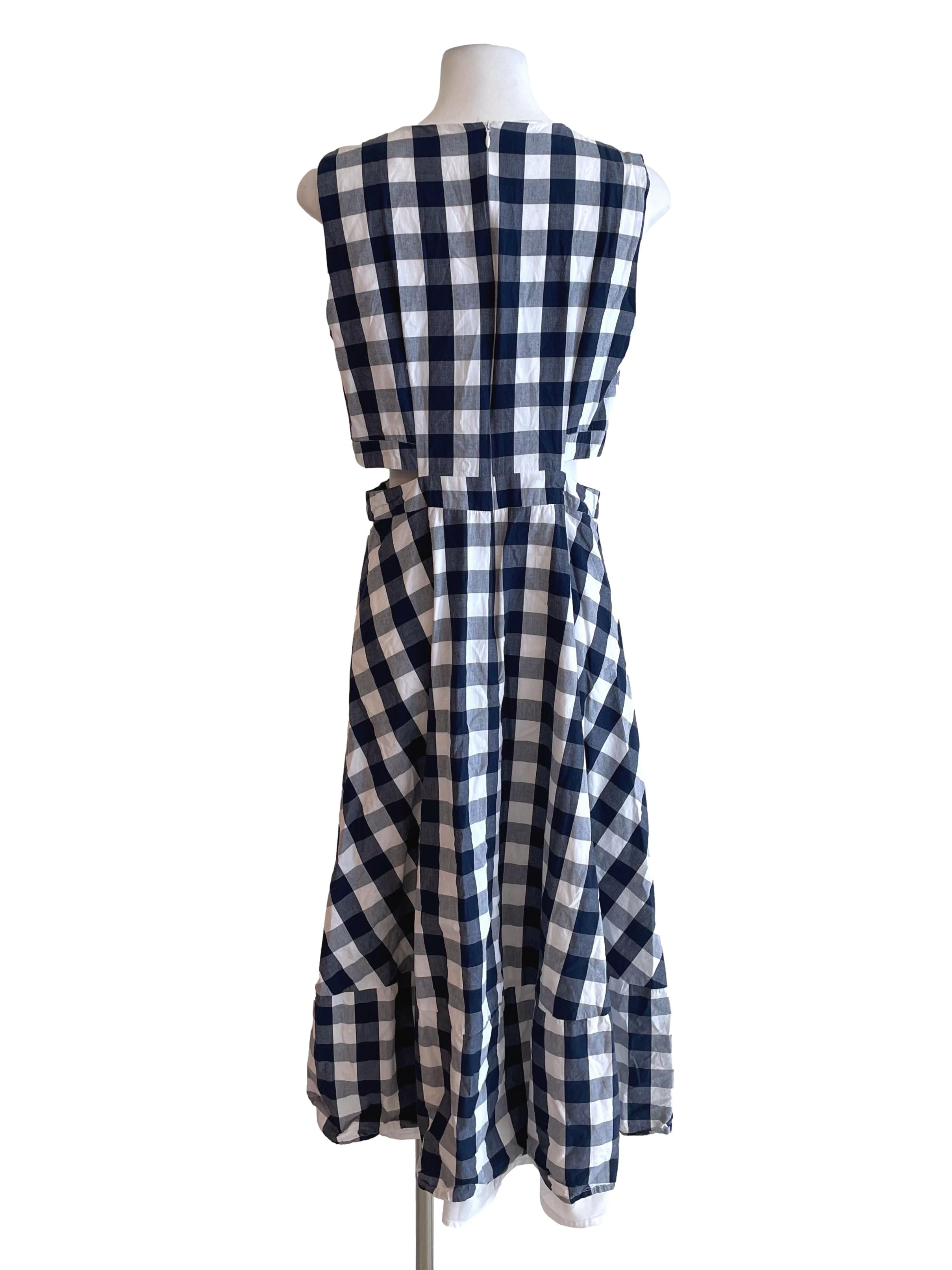 Navy & White Gingham Open Waist Dress