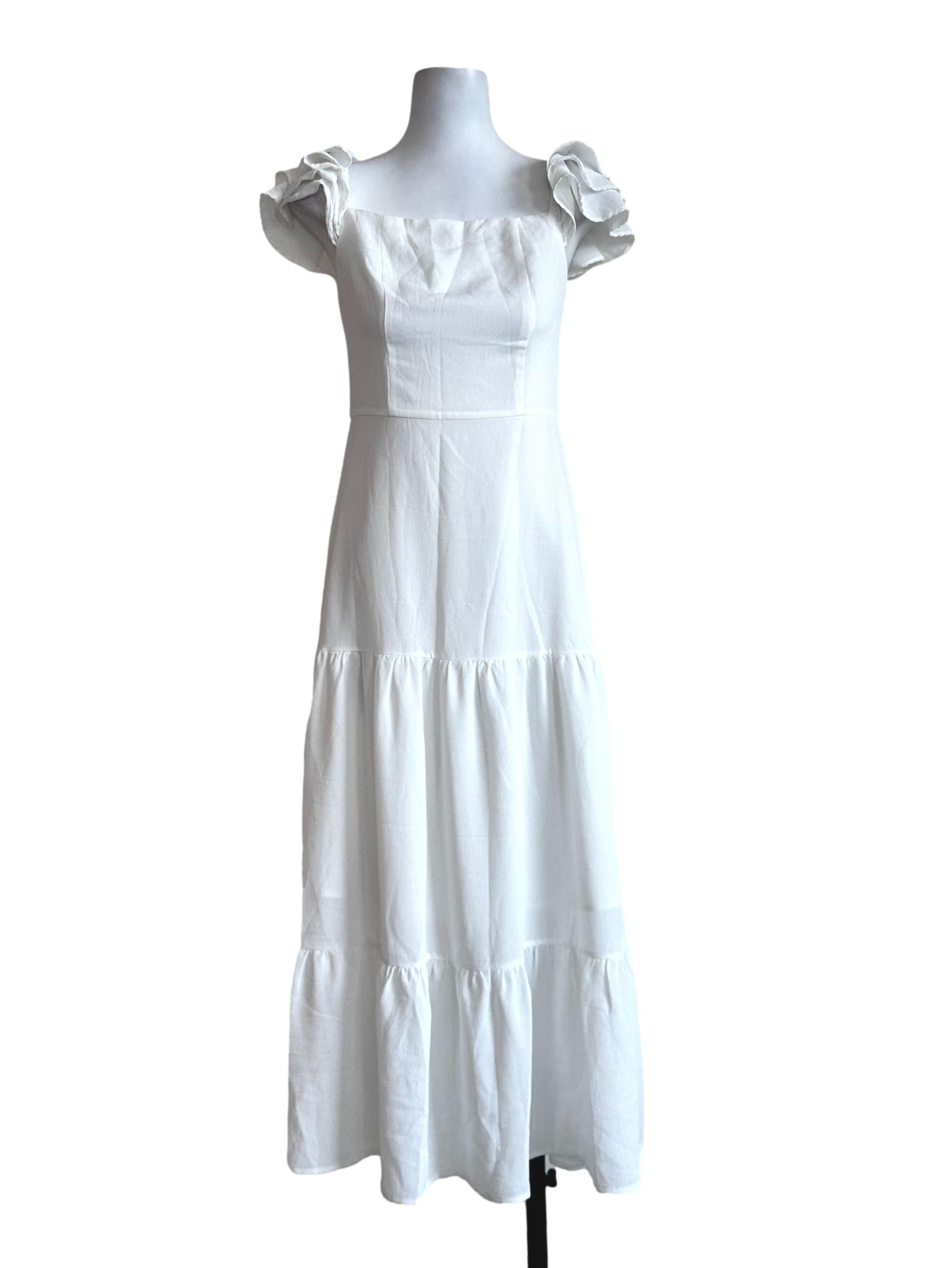 Daisy White Plain Dress