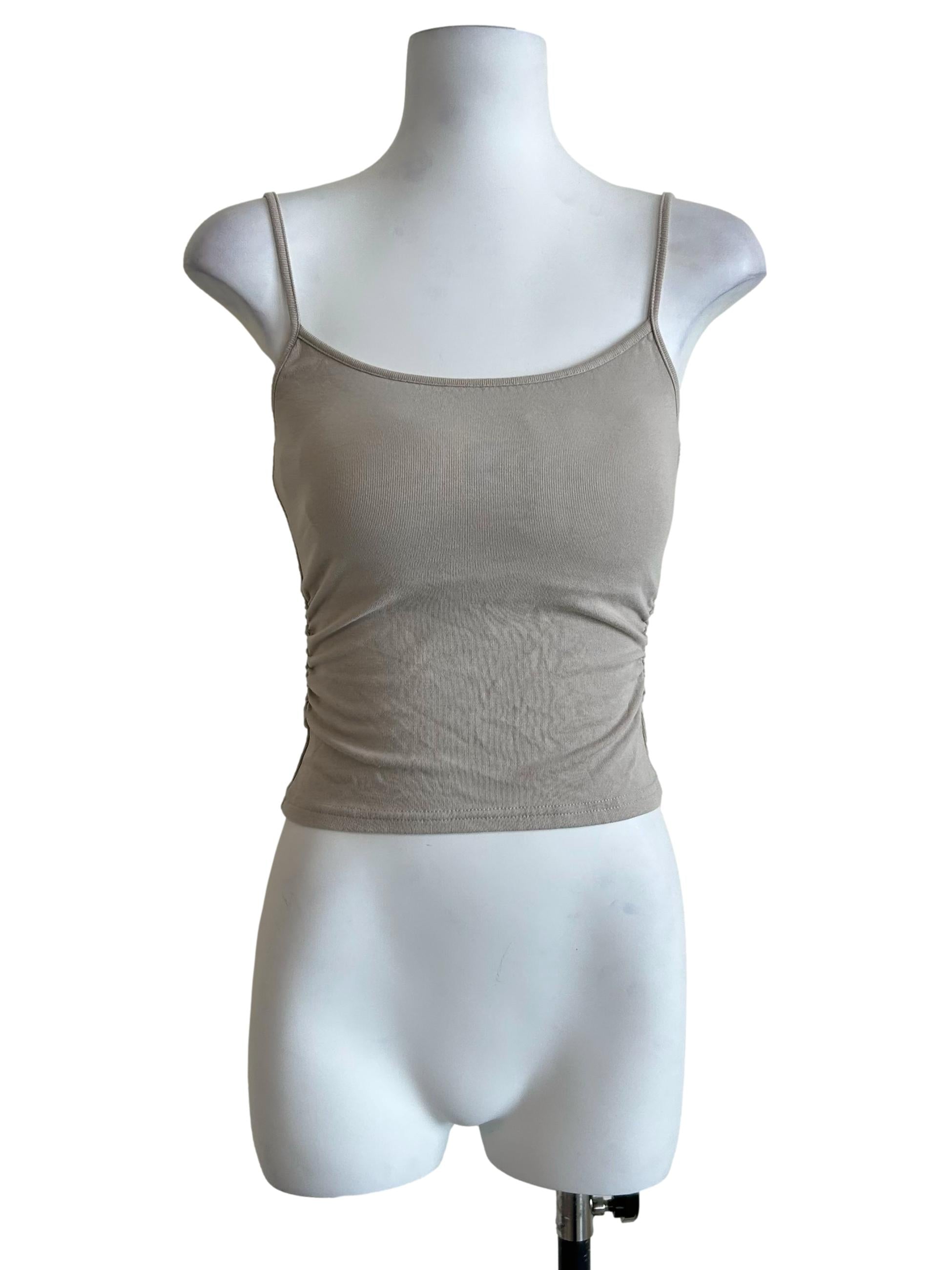 Beige Ruched Side Cami Top