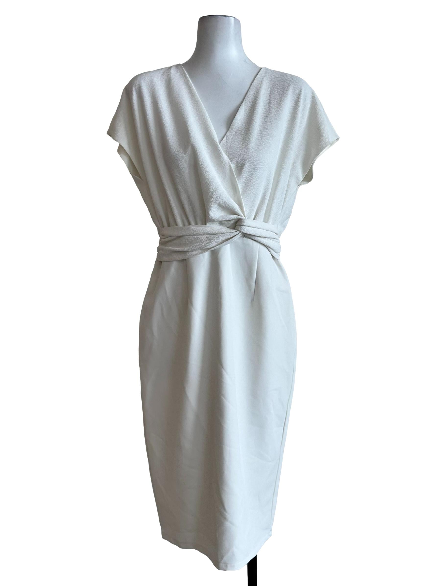 Daisy White V Neckline Dress