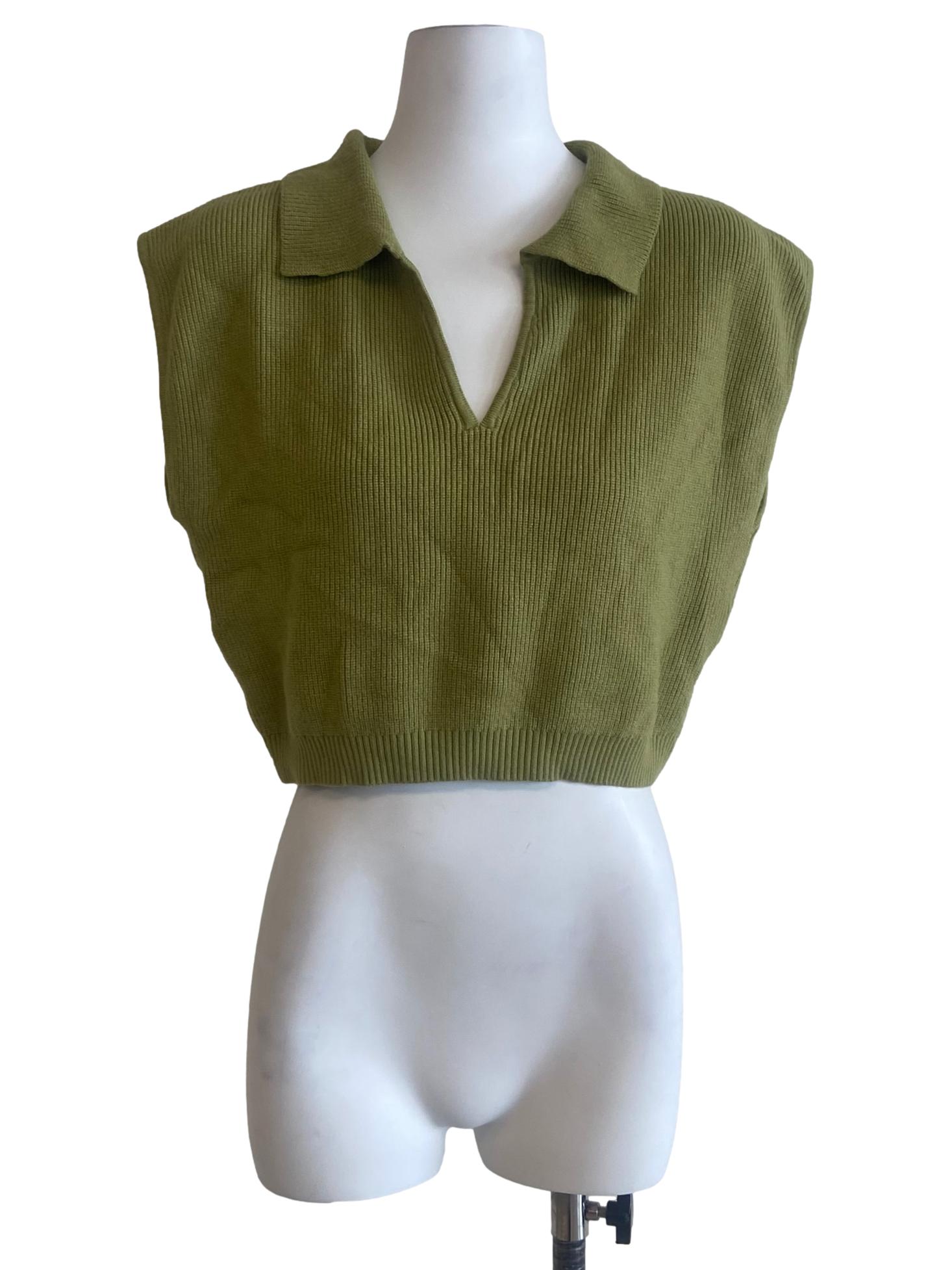 Lime Green Sleeveless Pencil Stripe Top