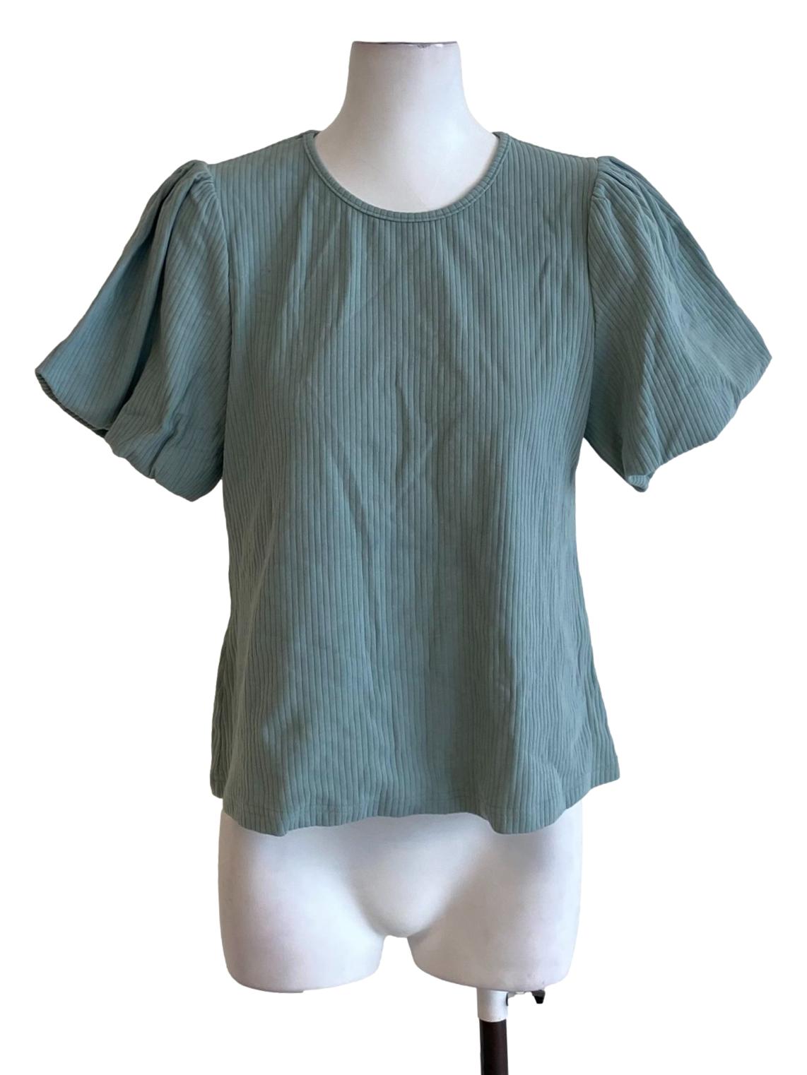 Dark Pistachio Green Round Neck Short Sleeve Shirt