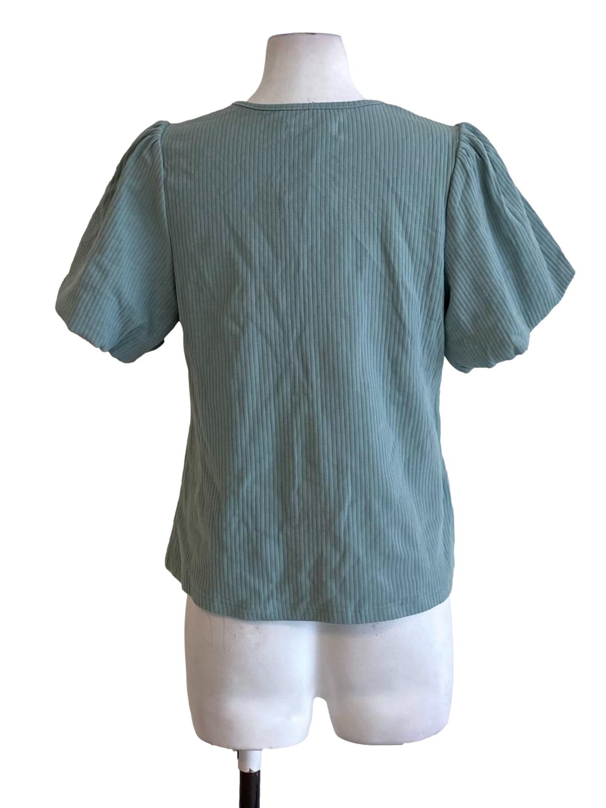 Dark Pistachio Green Round Neck Short Sleeve Shirt