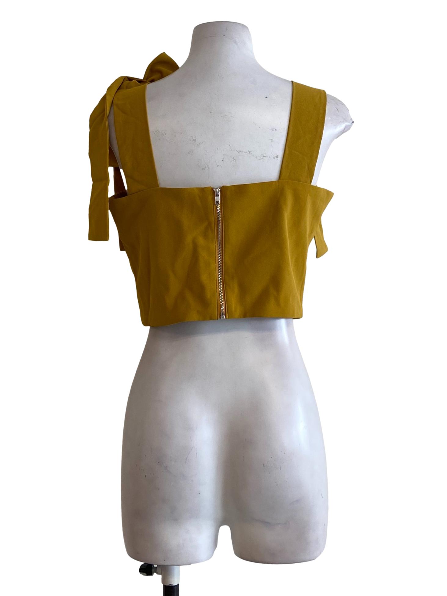 Medallions Yellow Strapless Crop Top
