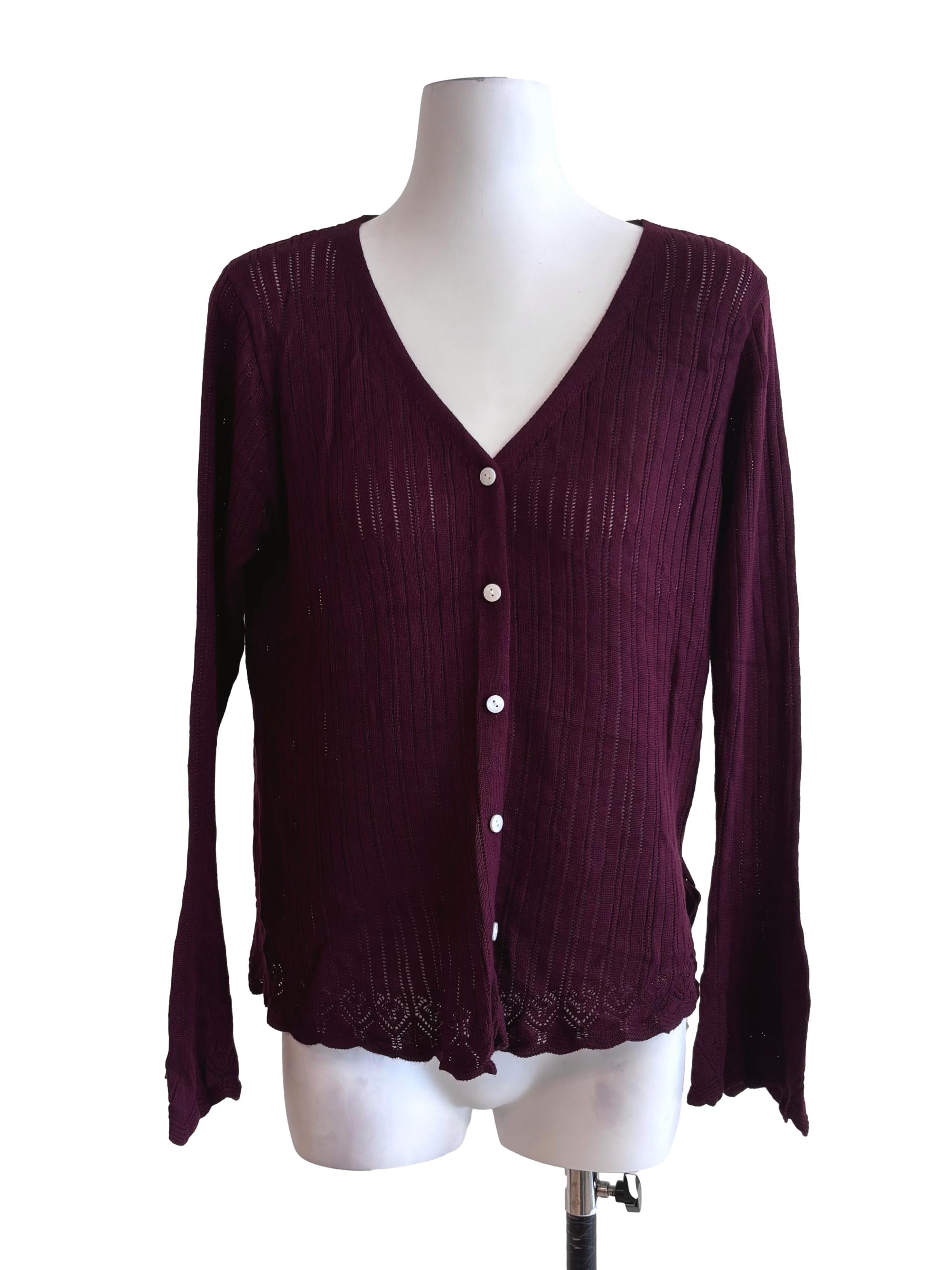 Burgundy Red Knitted Cardigan